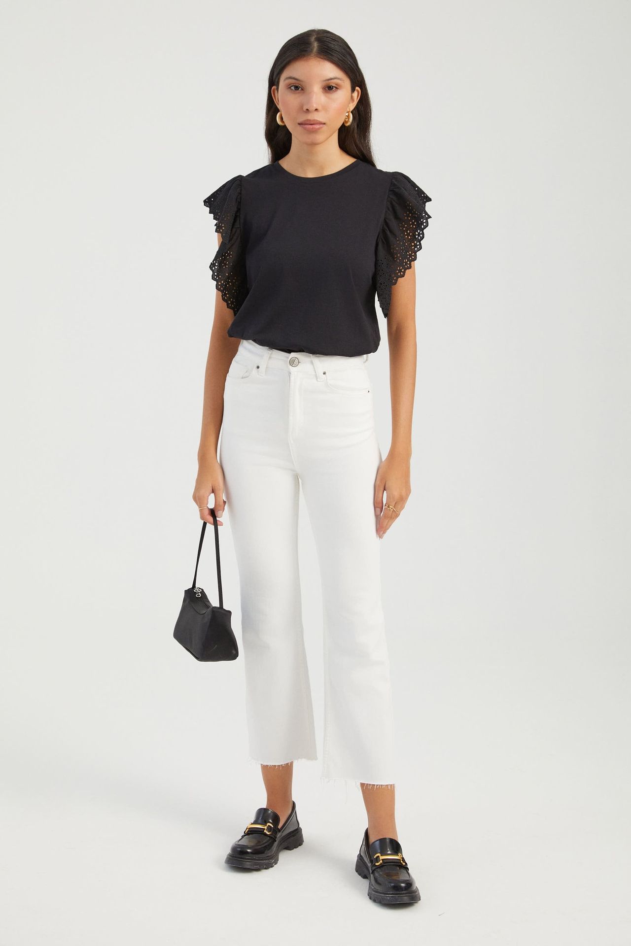 Round Neck Blouse with a Sleeve Detail