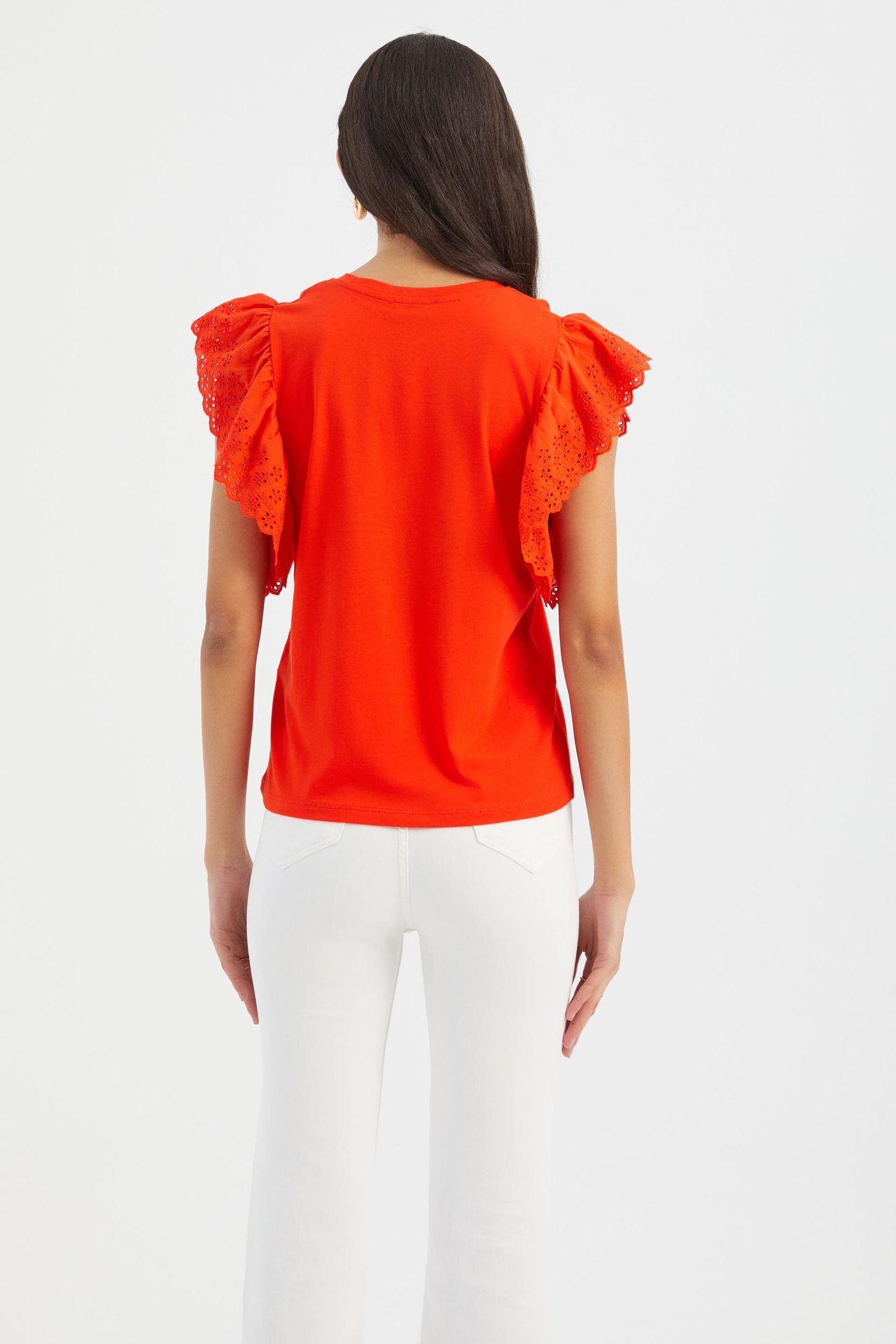 Round Neck Blouse with a Sleeve Detail