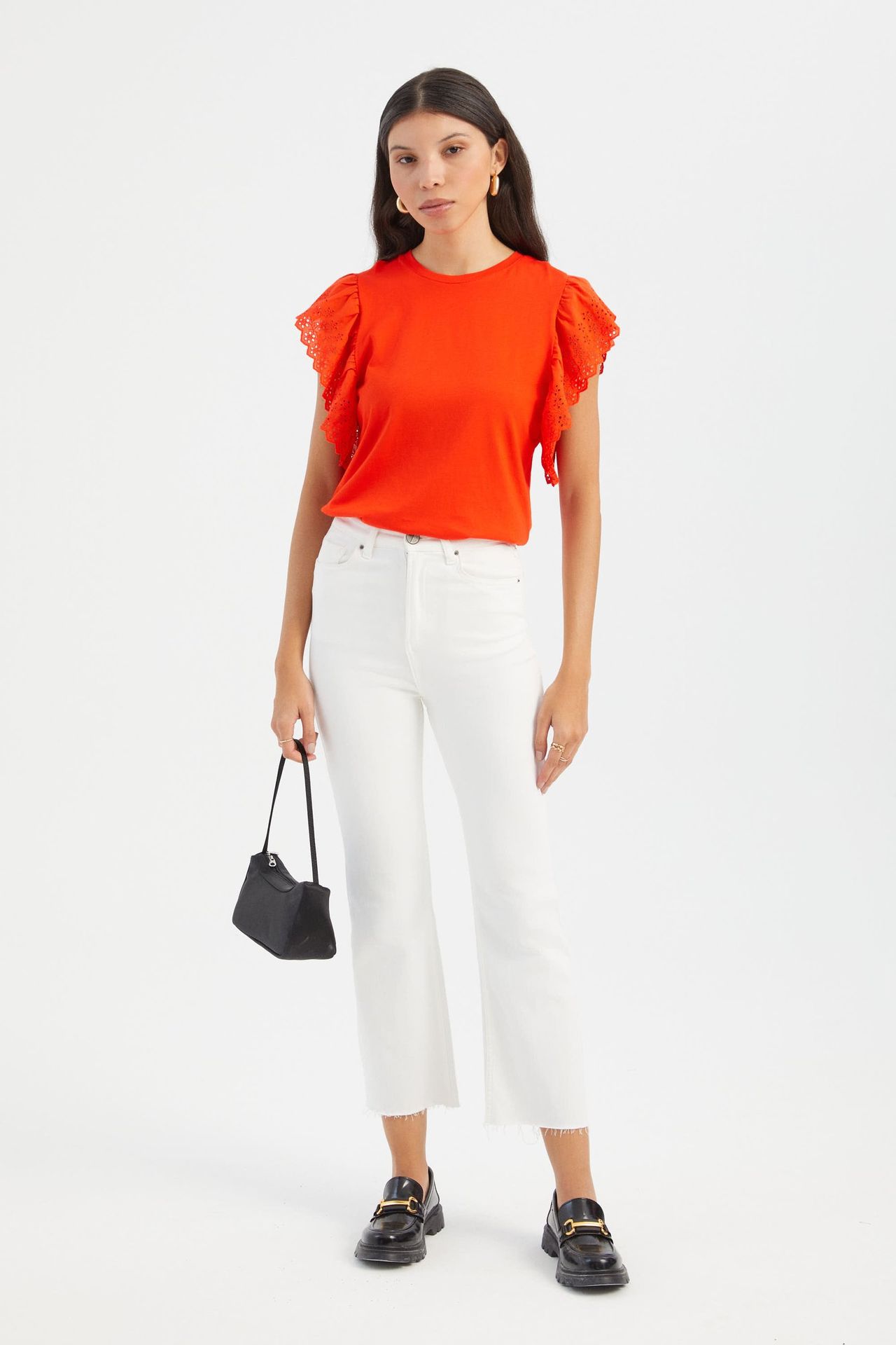 Round Neck Blouse with a Sleeve Detail