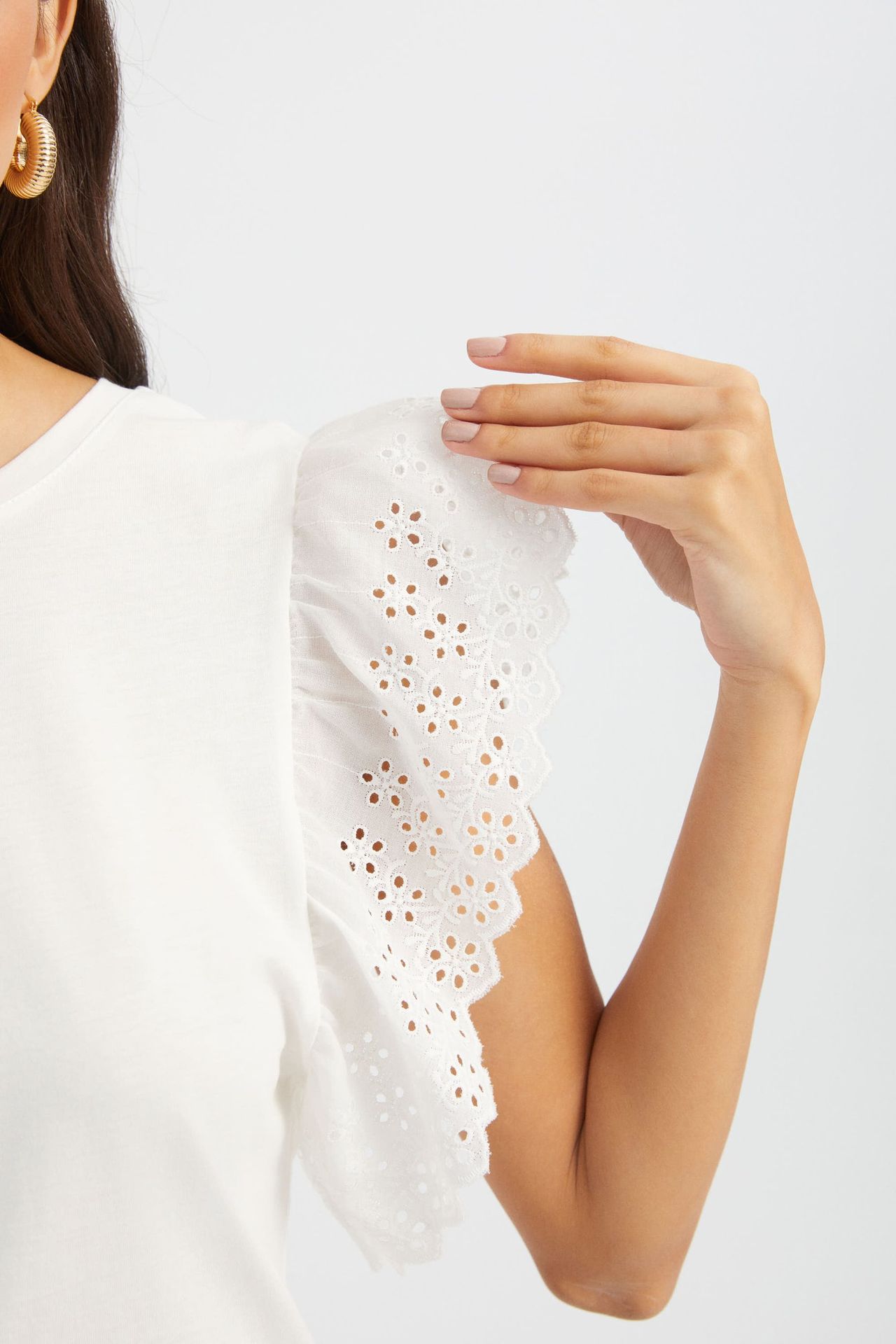 Round Neck Blouse with a Sleeve Detail