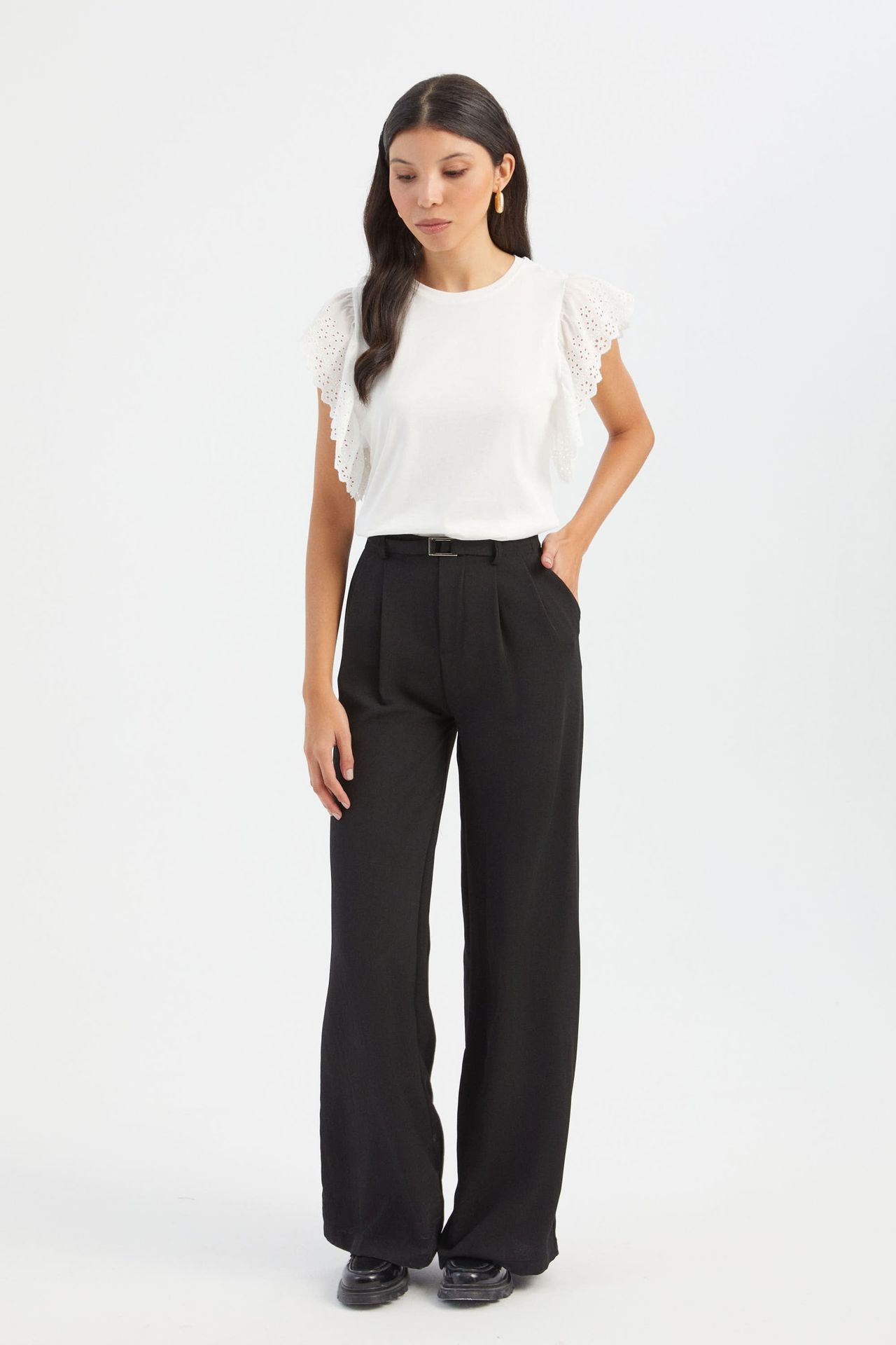 Round Neck Blouse with a Sleeve Detail