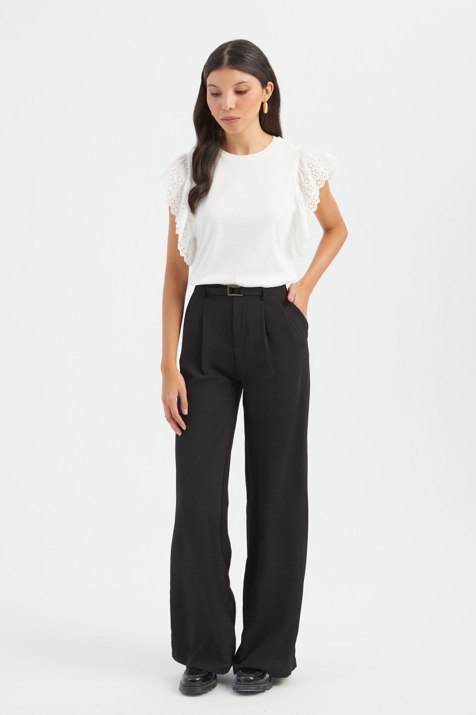 Round Neck Blouse with a Sleeve Detail