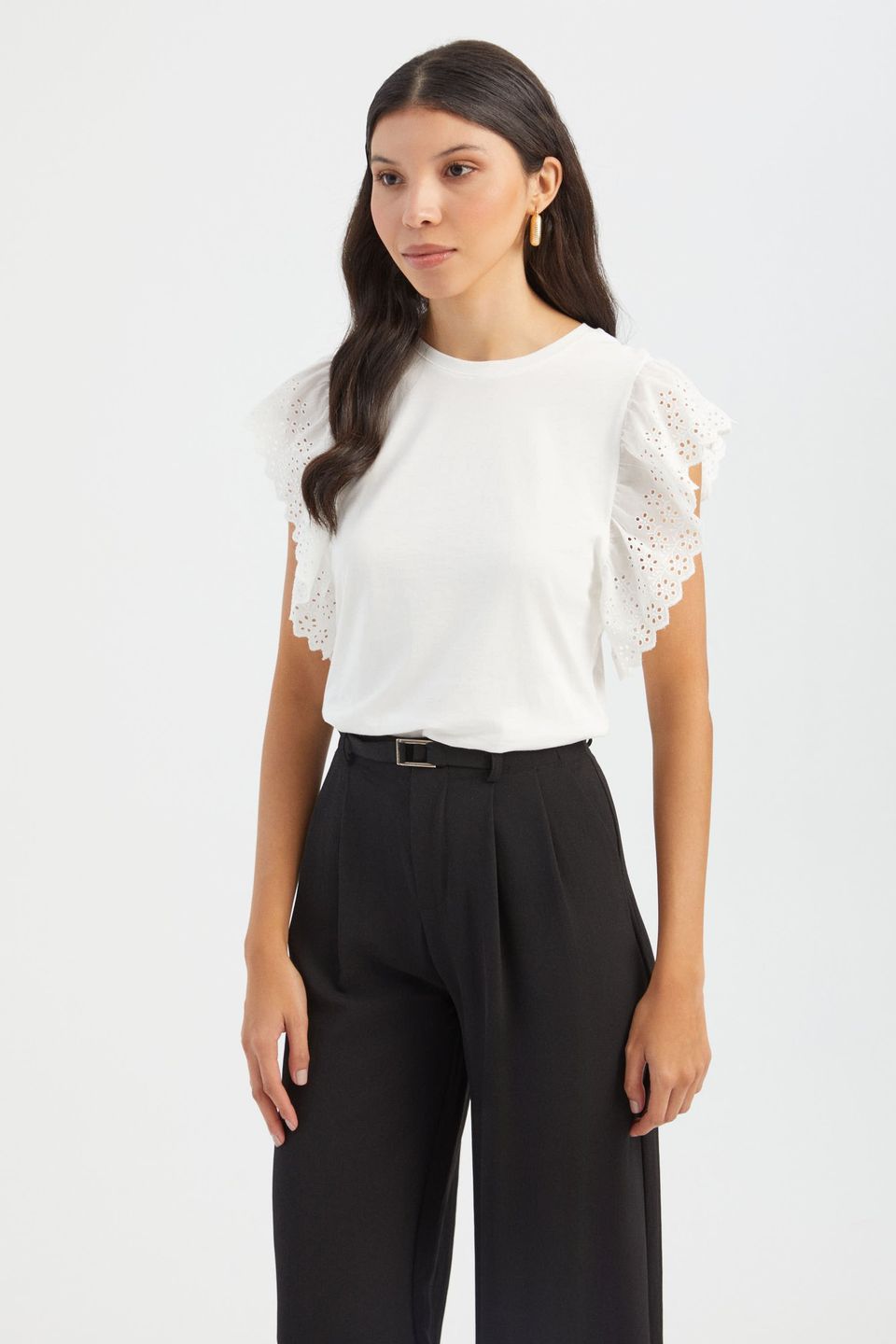 Round Neck Blouse with a Sleeve Detail