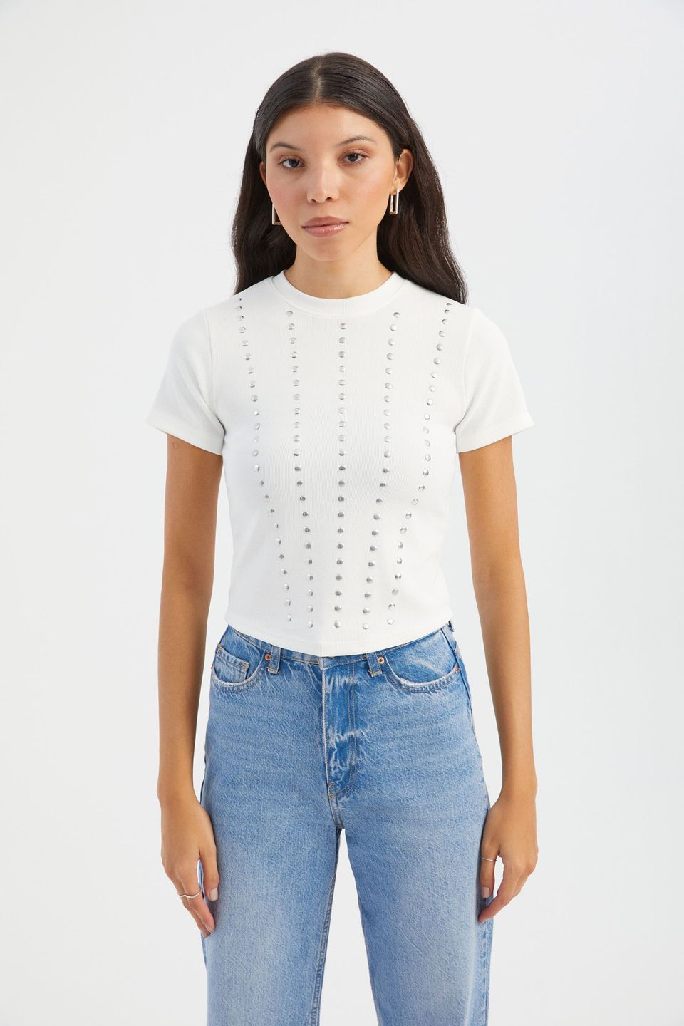 Crew Neck Studded T-shirt