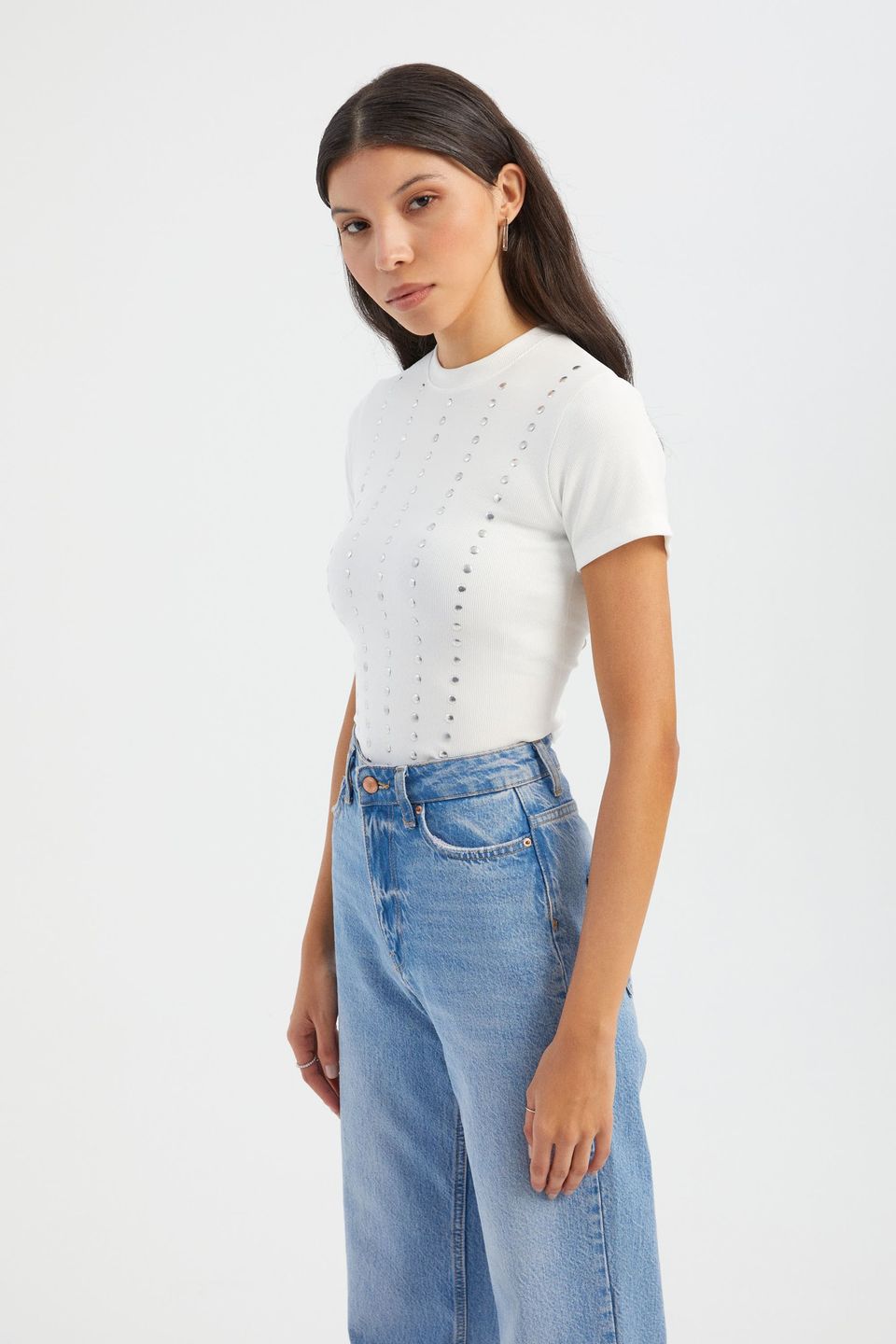 Crew Neck Studded T-shirt