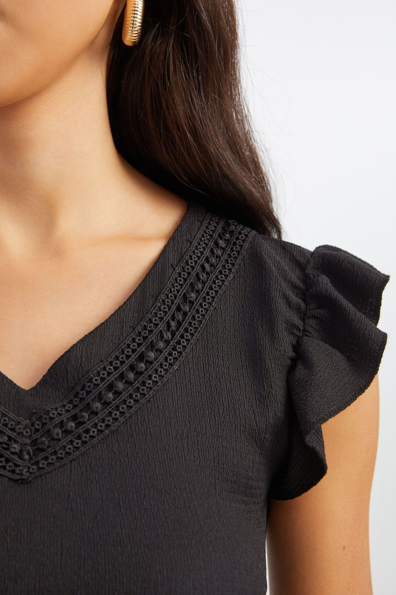 V Neck Short Sleeve Blouse