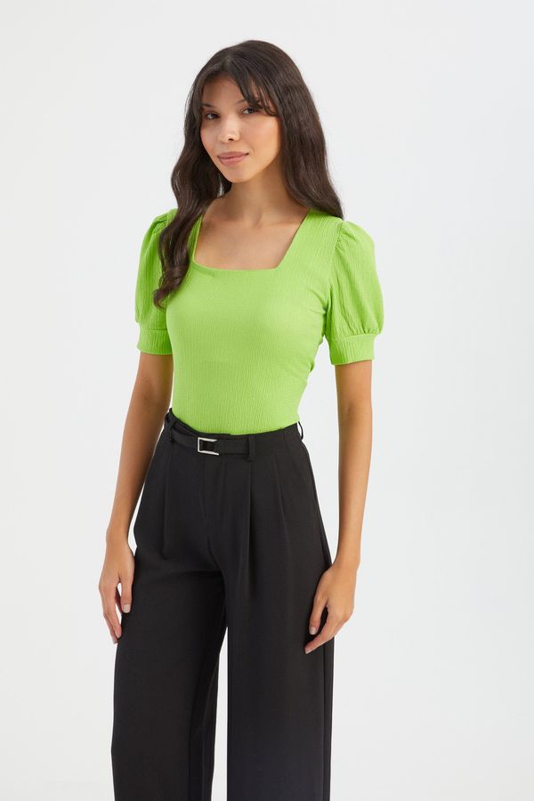 Square Neck Balloon Sleeves Top 1