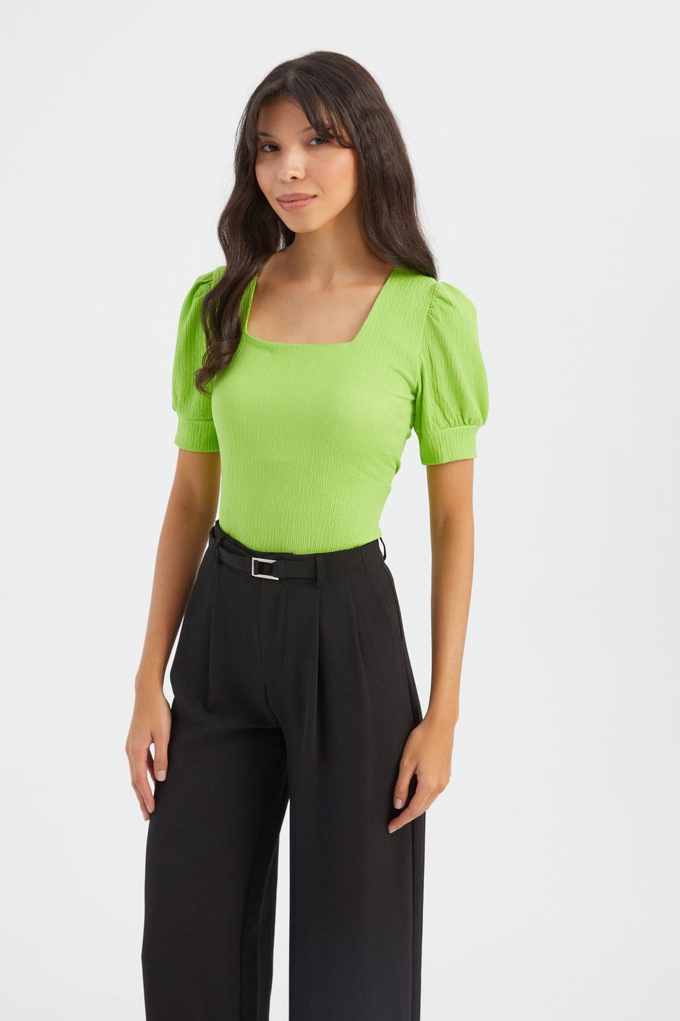Square Neck Balloon Sleeves Top