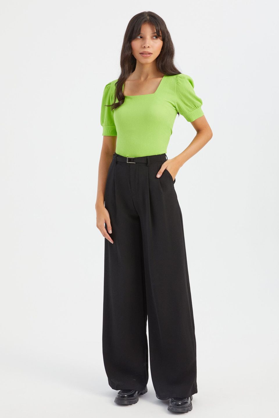 Square Neck Balloon Sleeves Top