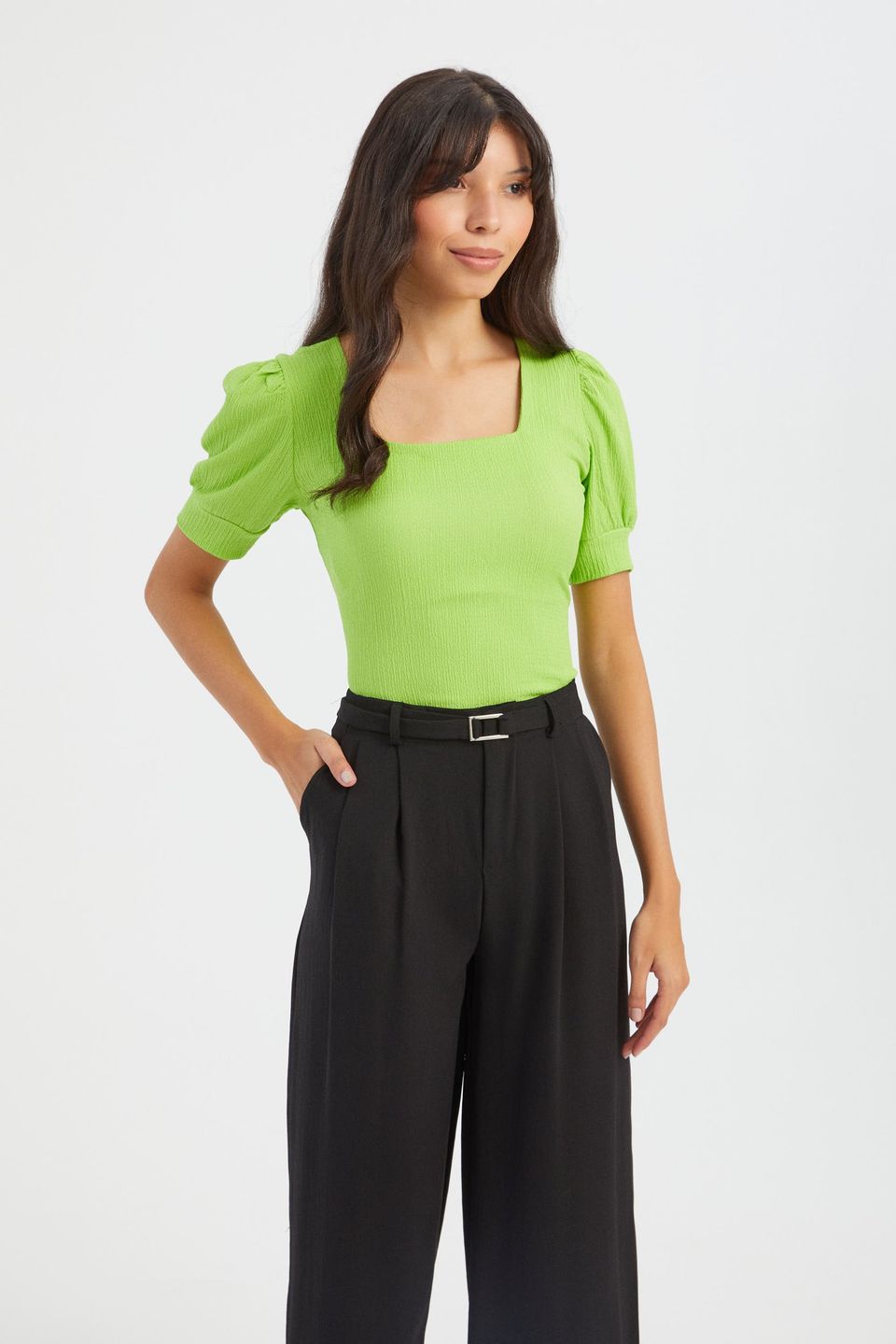 Square Neck Balloon Sleeves Top