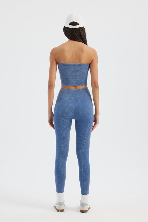 Acid Washed Strapless Ribbed Crop Top 4