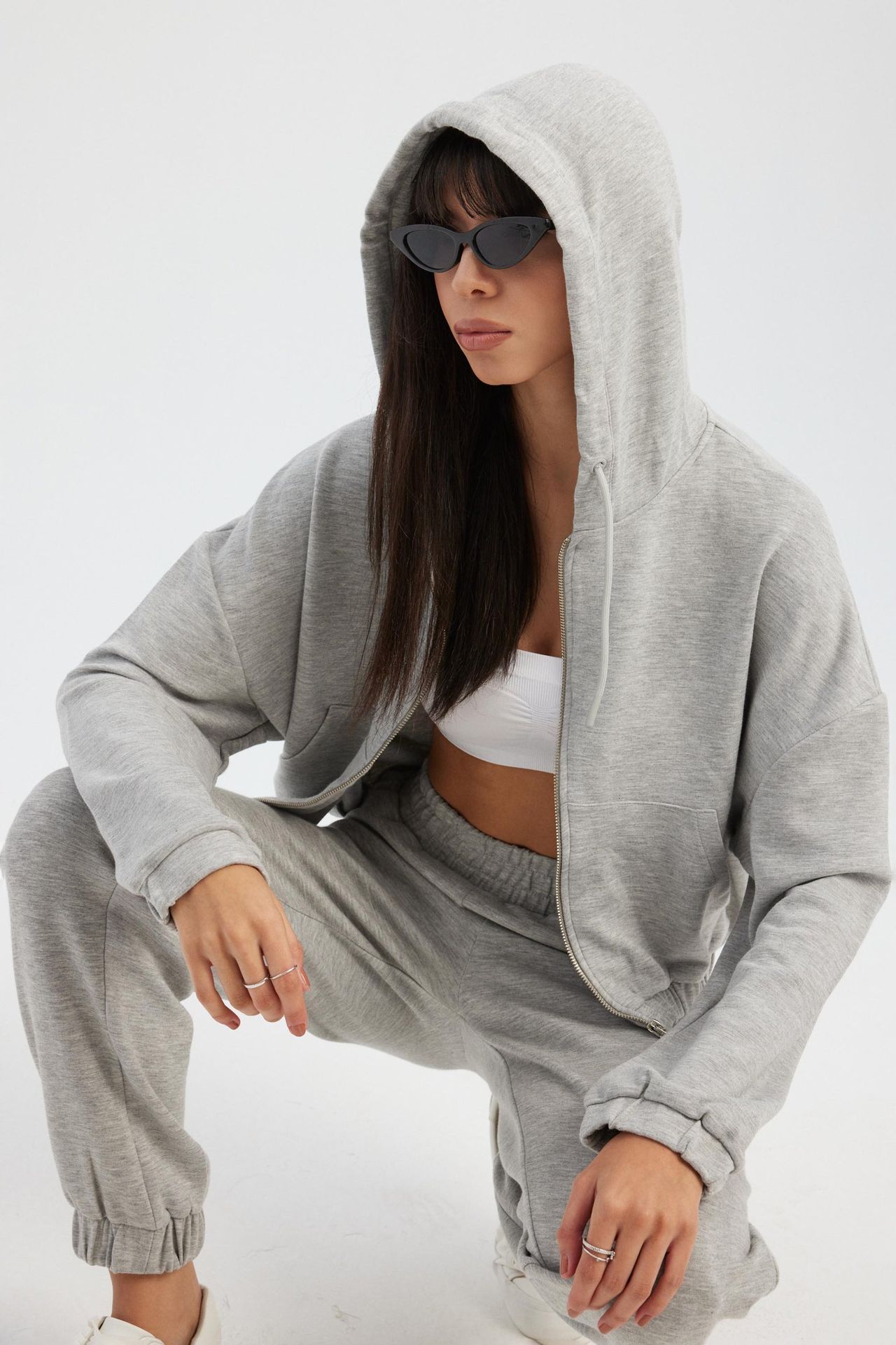 Zip-up Cropped Hoodie