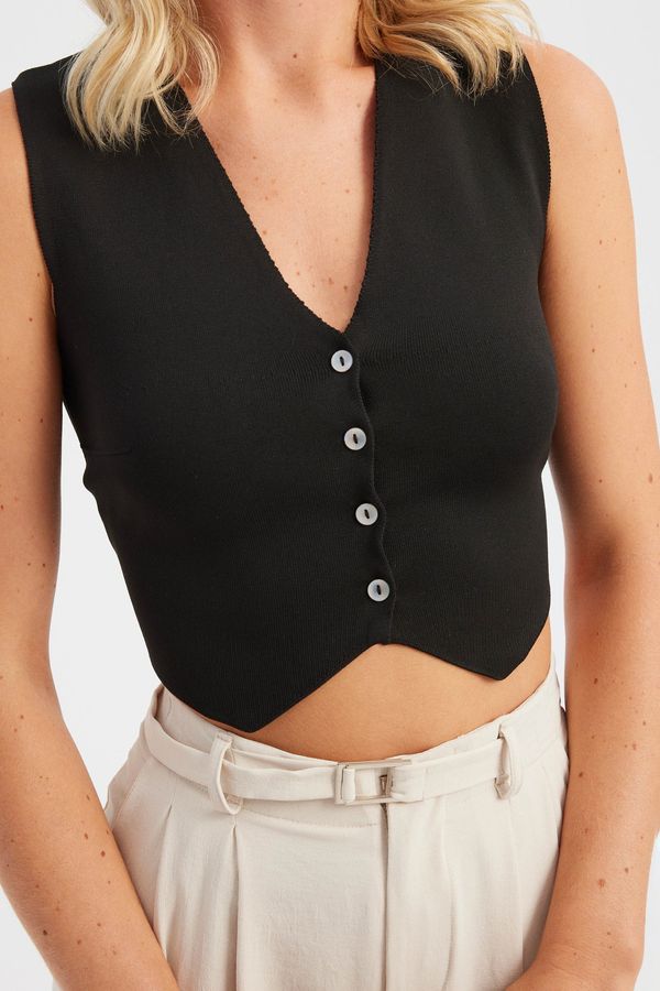 Kolsuz Örme Crop Süeter Yelek 4