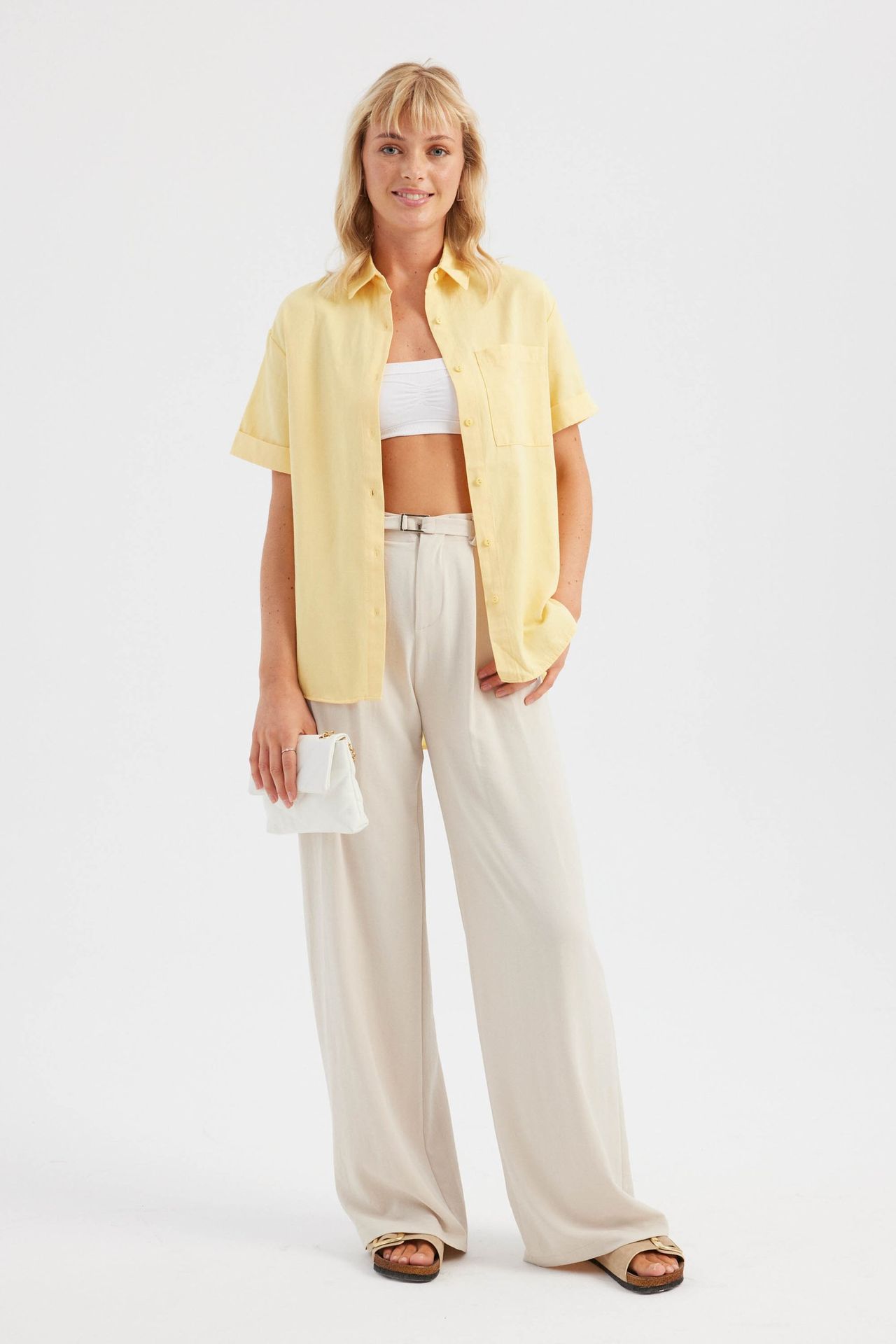 Solid Pocket Short Sleeve Basic Shirt