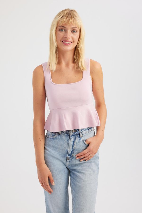 Square Neck Knitted Ruffled Top 5