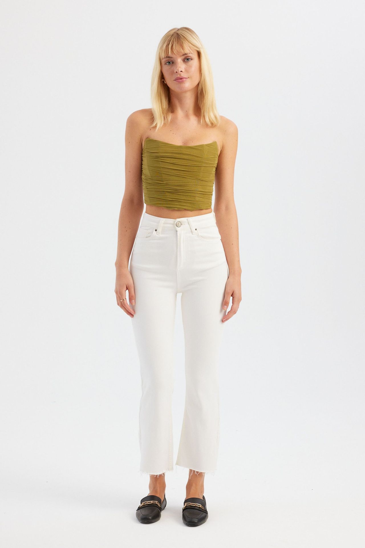 Strapless Ruched Crop Top