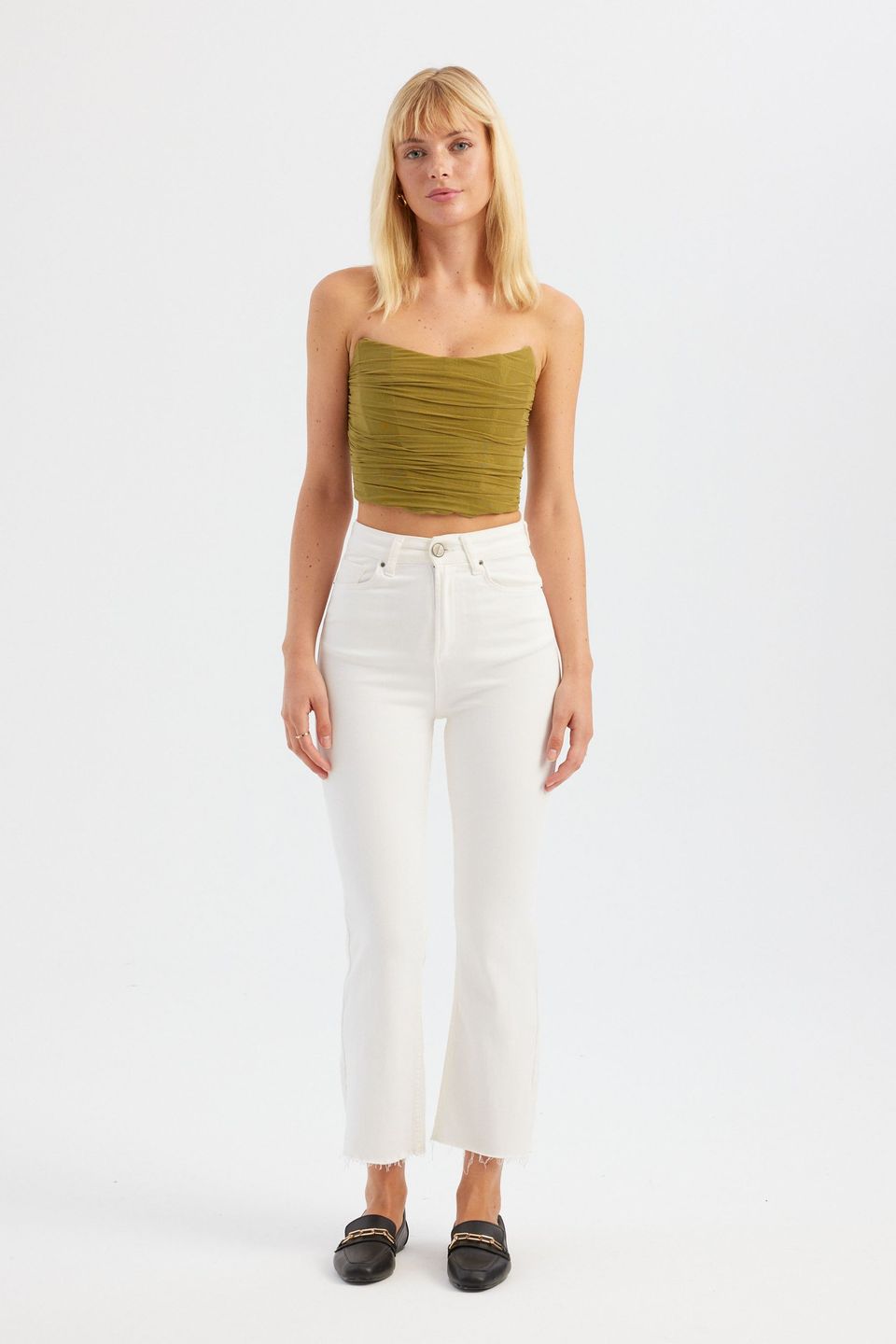 Strapless Ruched Crop Top
