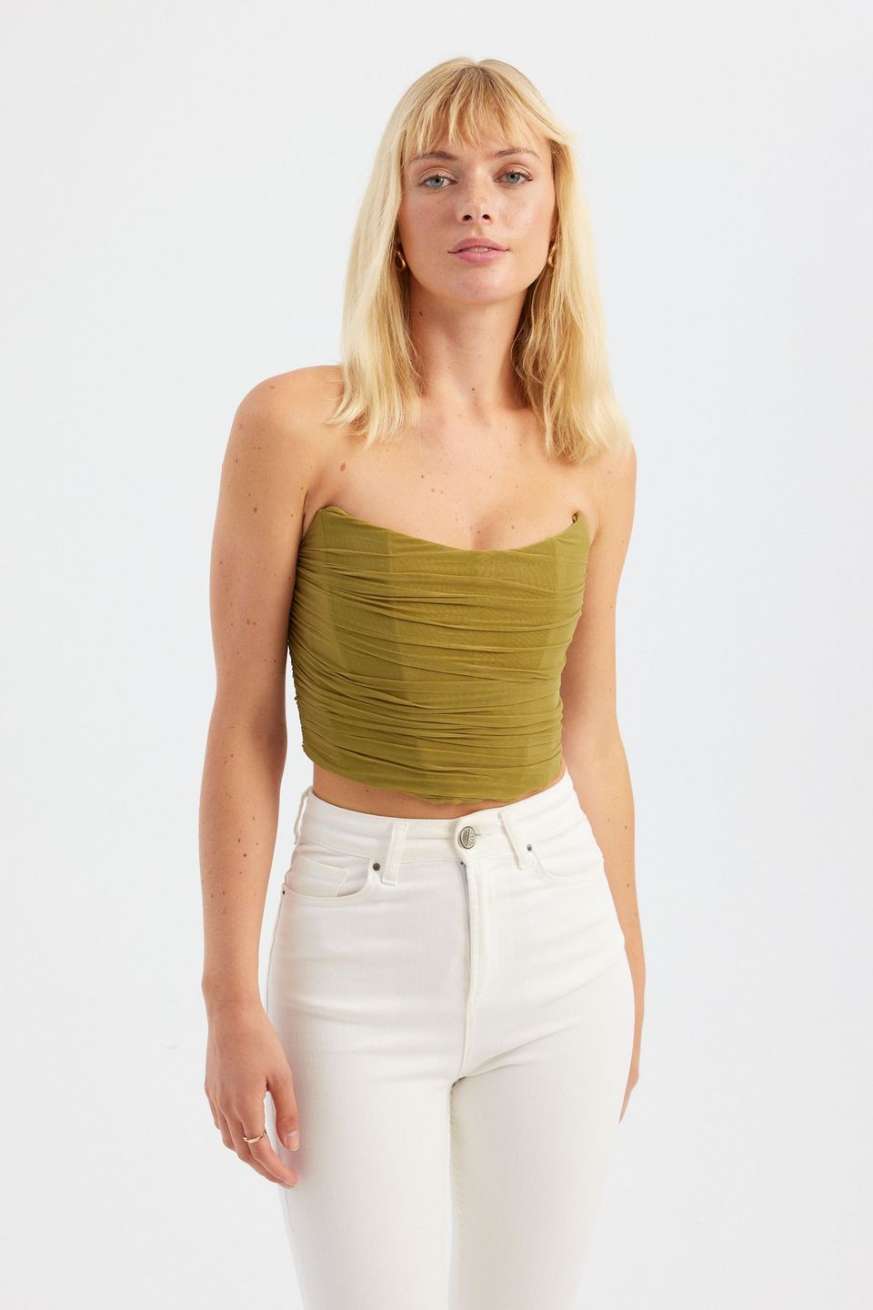 Strapless Ruched Crop Top