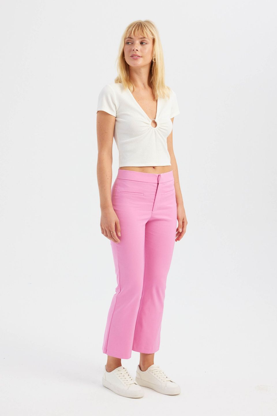 V Neck Short Sleeve Top with a Ruched Detail