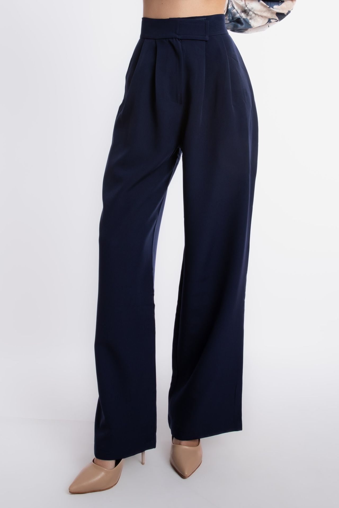 High Waist Pleated Wide Leg Trousers