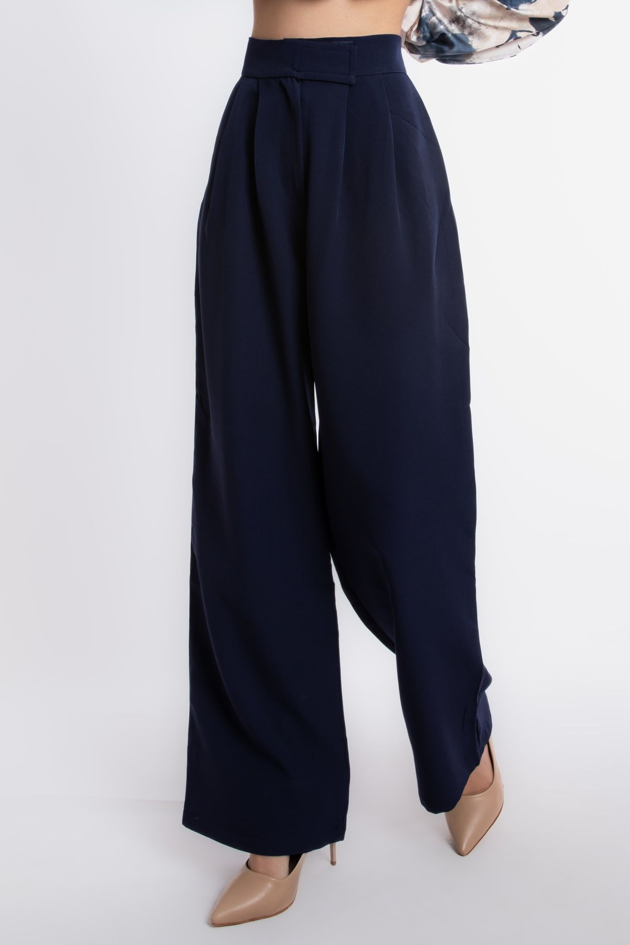 High Waist Pleated Wide Leg Trousers
