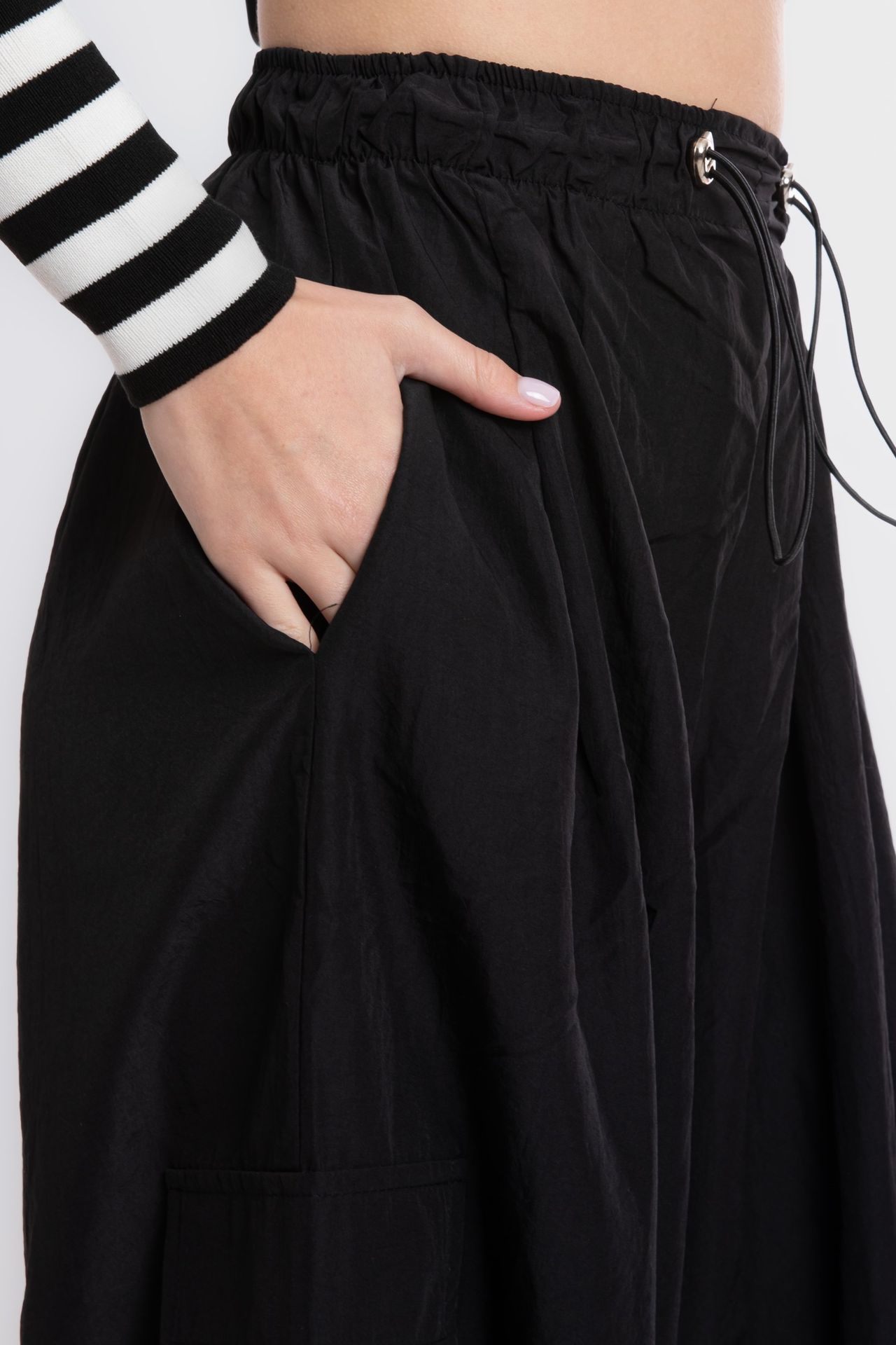 High Waist Drawstring Parachute Trousers