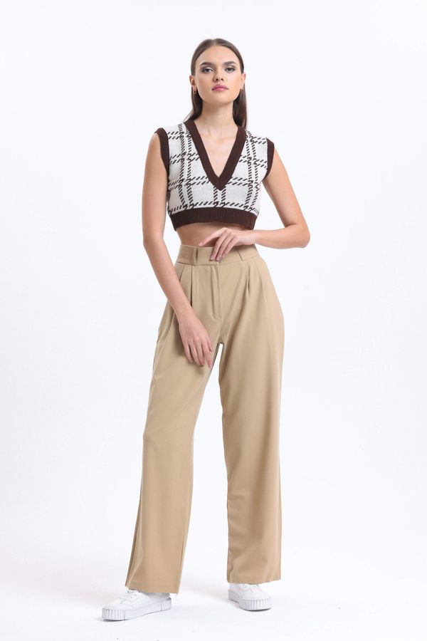 High Waist Pleated Wide Leg Trousers 1