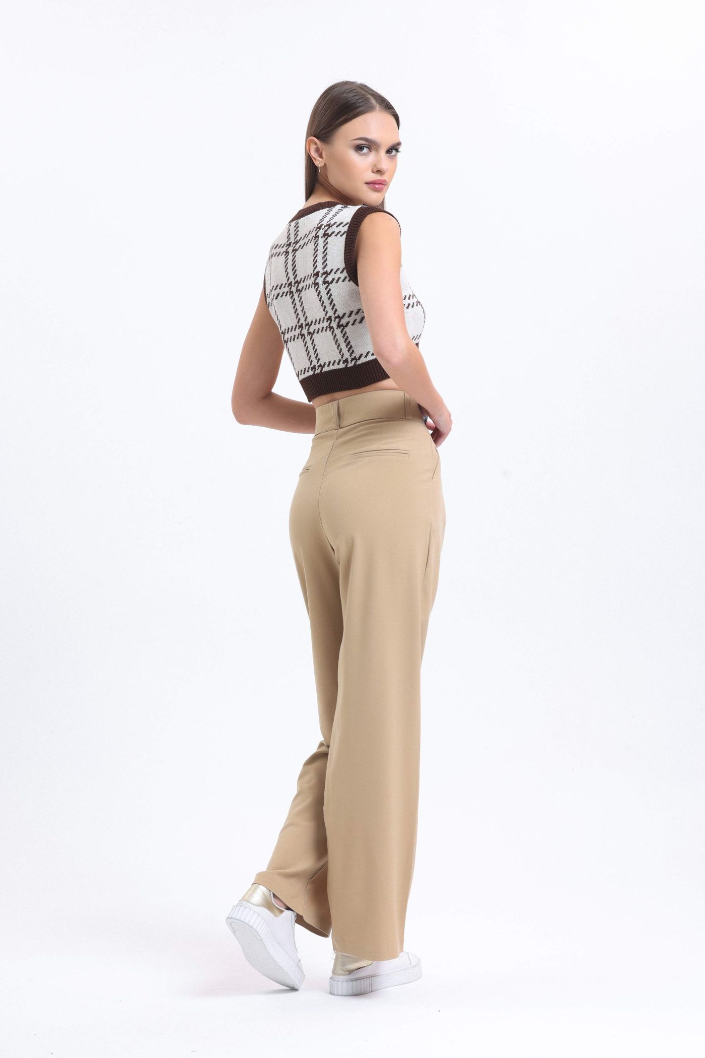 High Waist Pleated Wide Leg Trousers