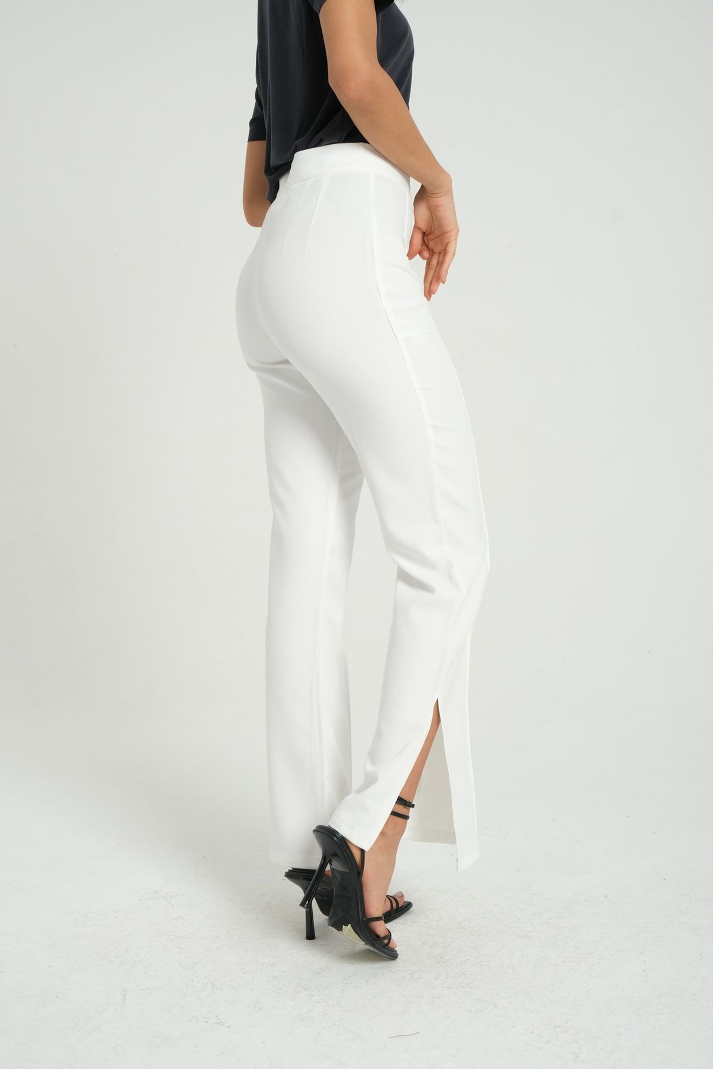 High Waist Slit Straight Leg Trousers