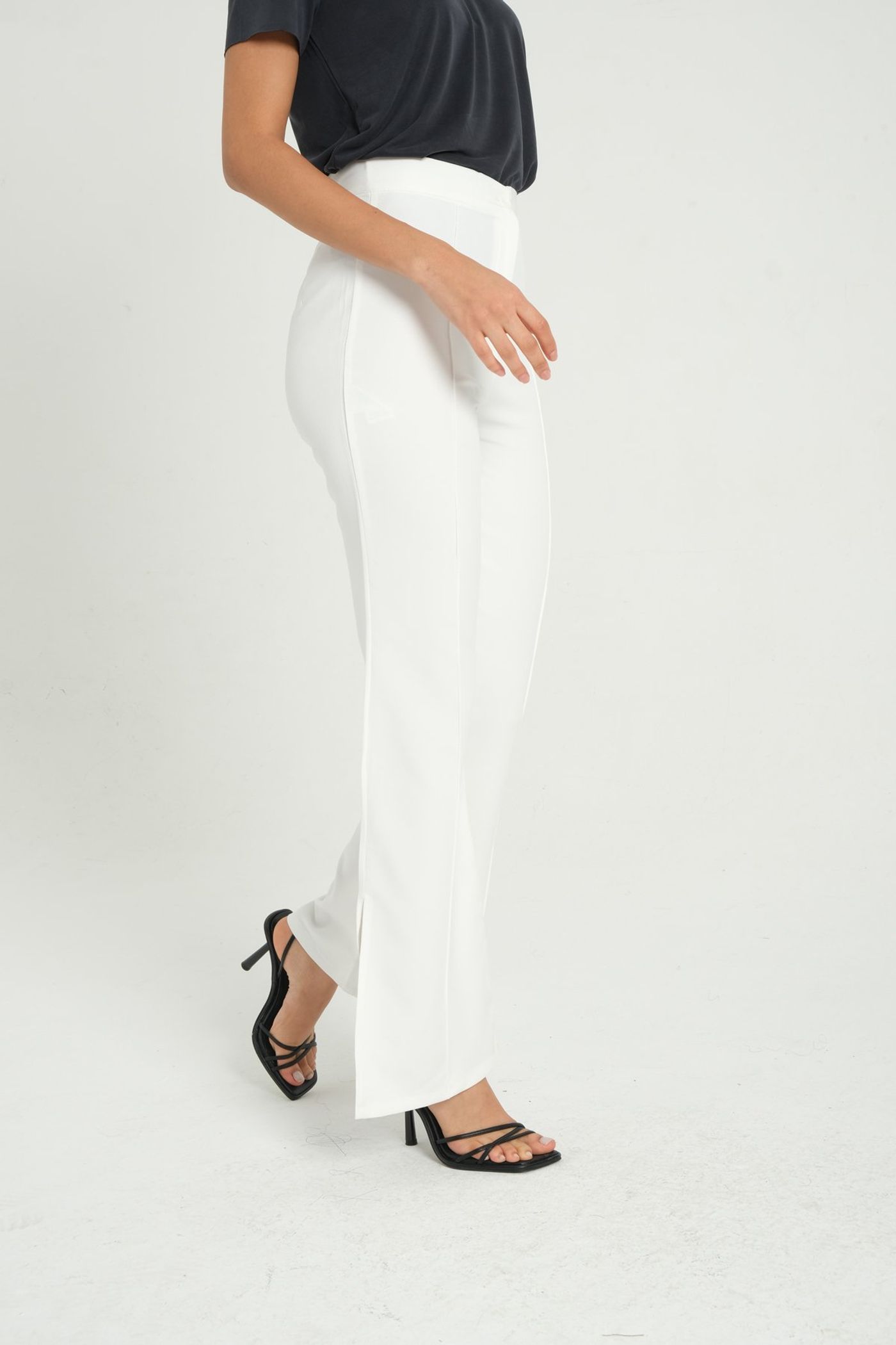 High Waist Slit Straight Leg Trousers