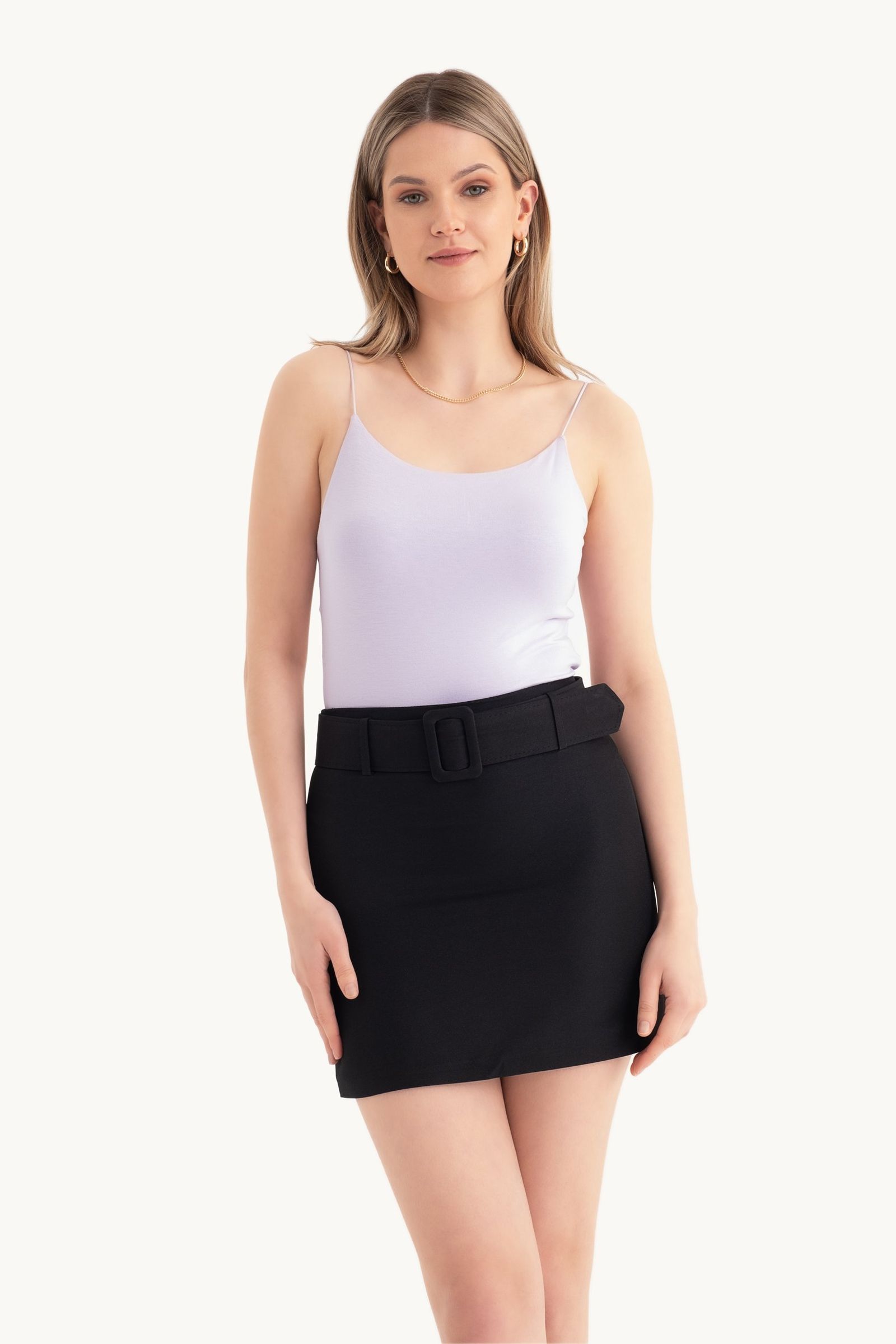 High Waist Mini Skirt with a Belt Detail