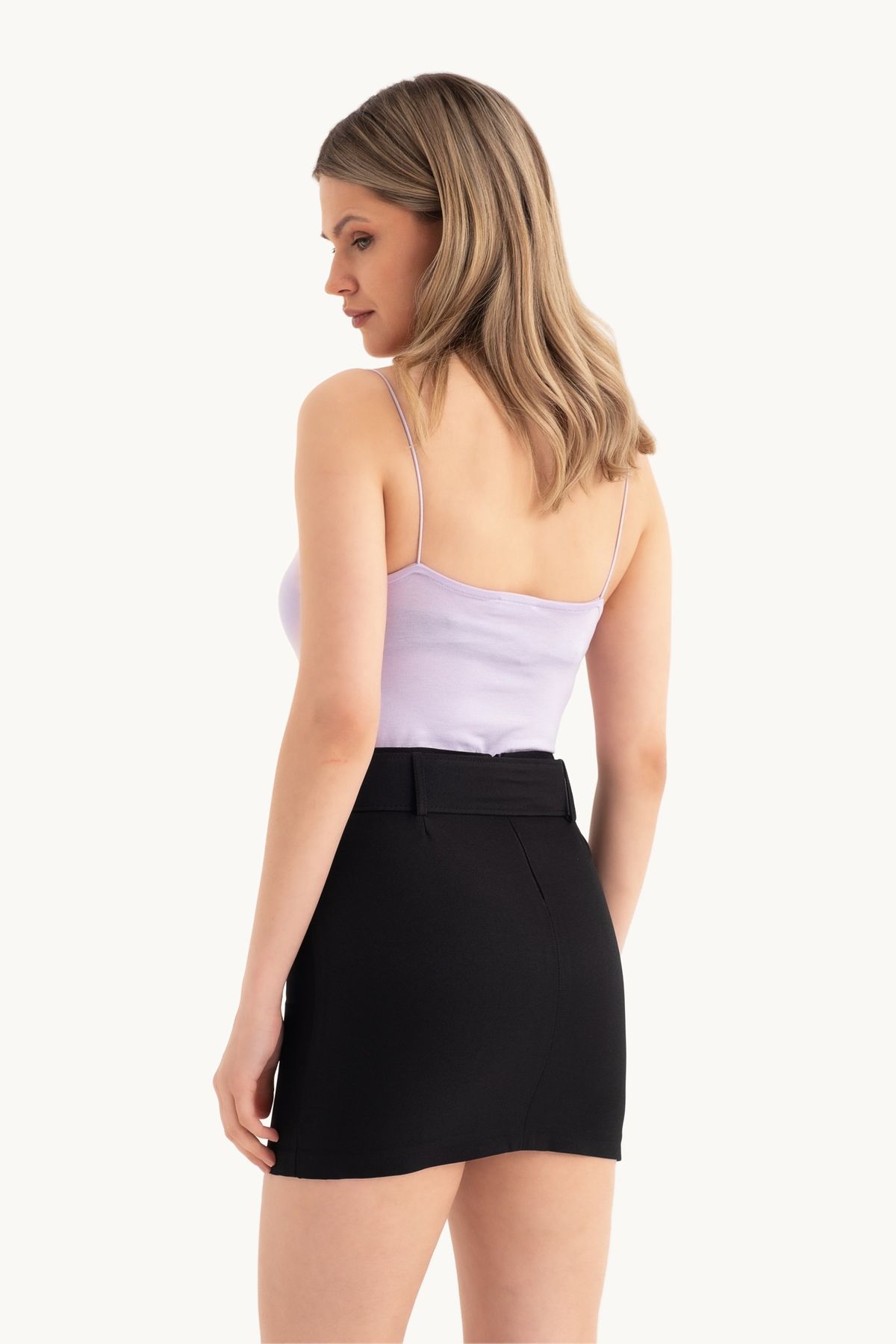 High Waist Mini Skirt with a Belt Detail