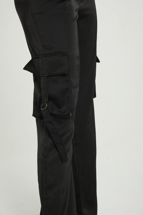 Satin Mid Rise Pocket Cargo Trousers 7