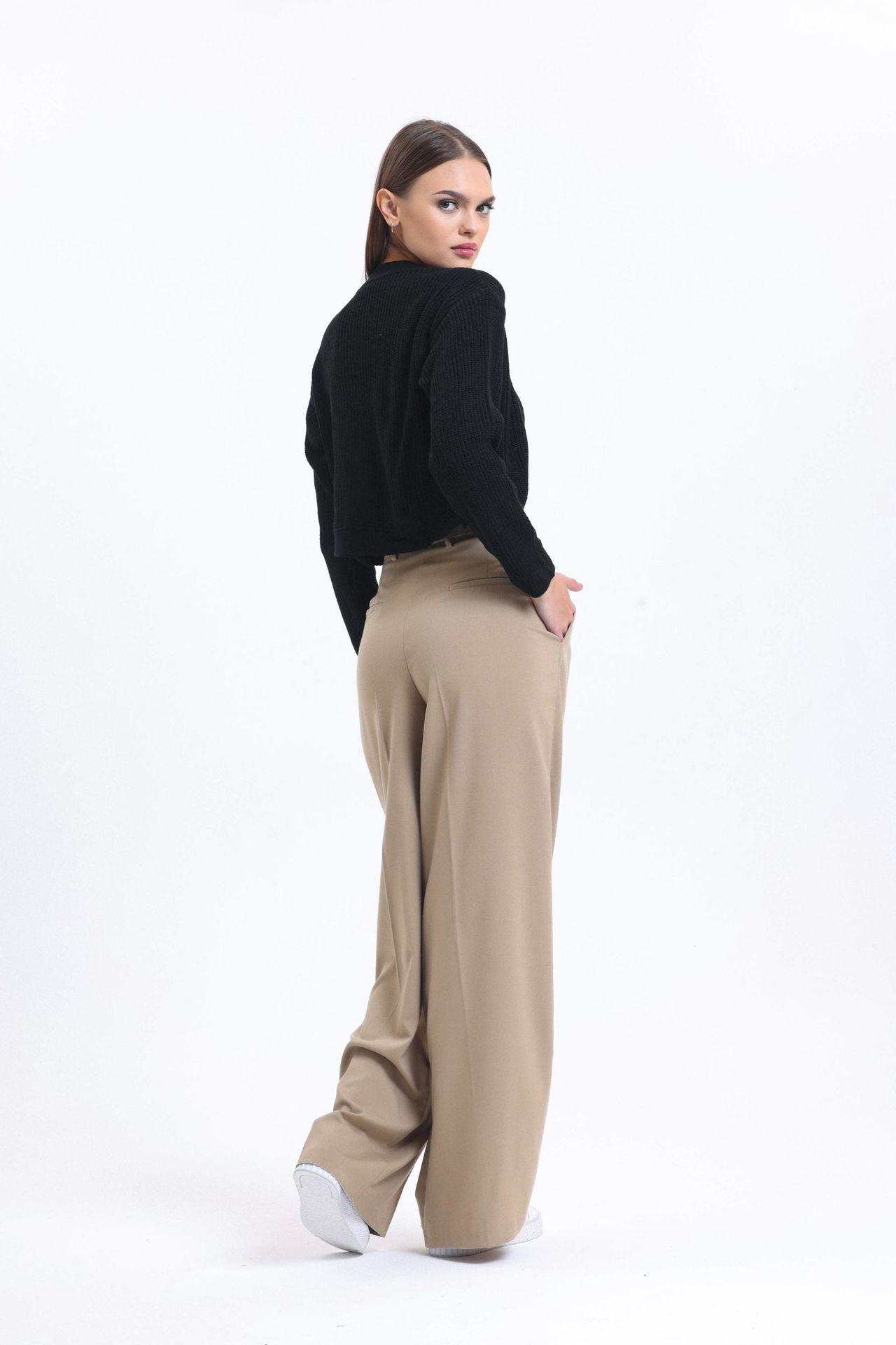 High Waist Pleated Wide Leg Trousers