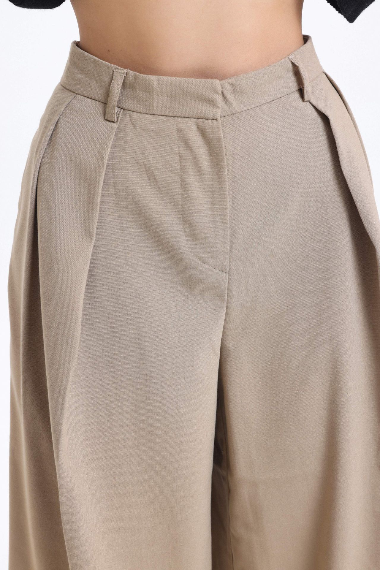 High Waist Pleated Wide Leg Trousers