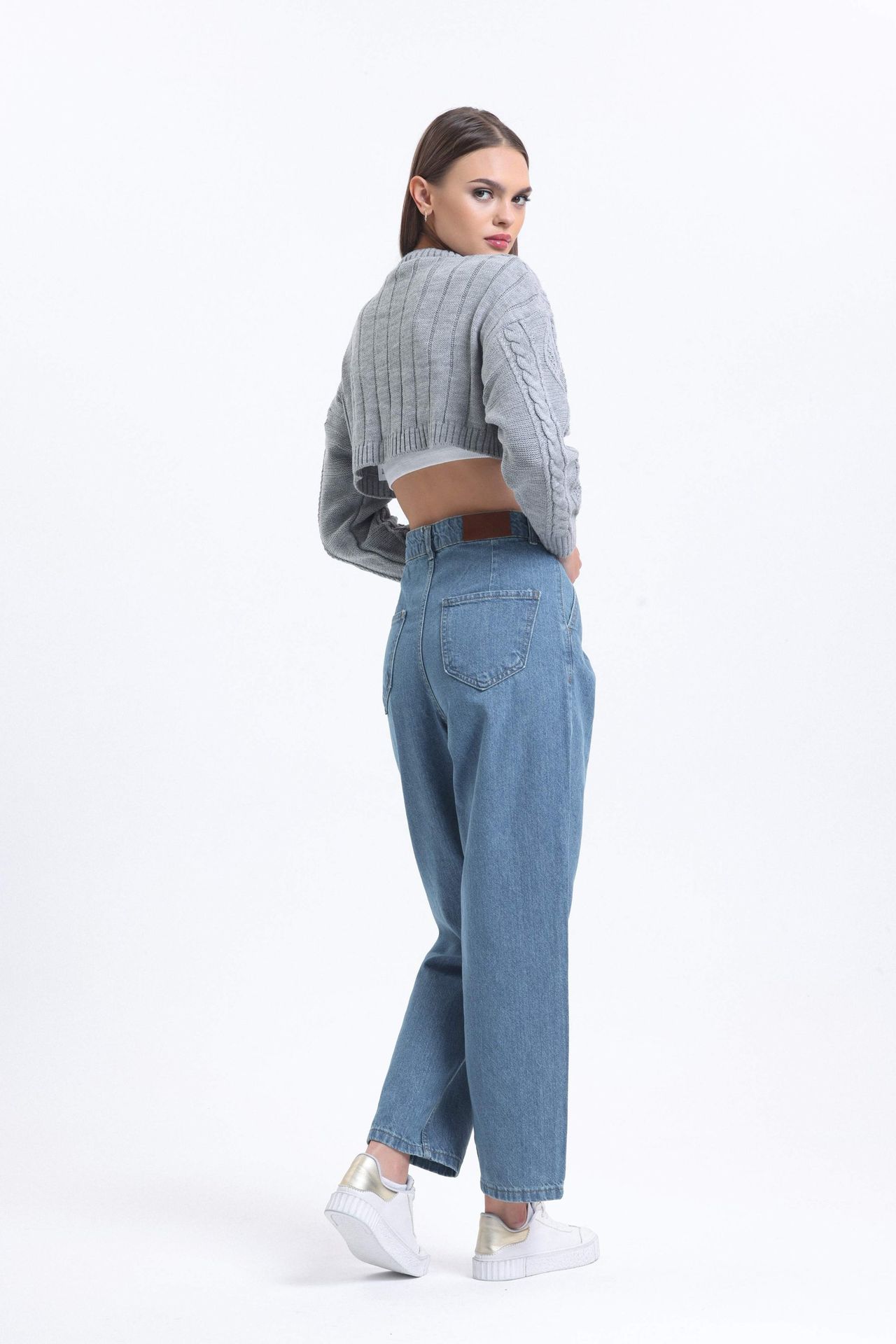 High Waist Pleated Boyfriend Jeans