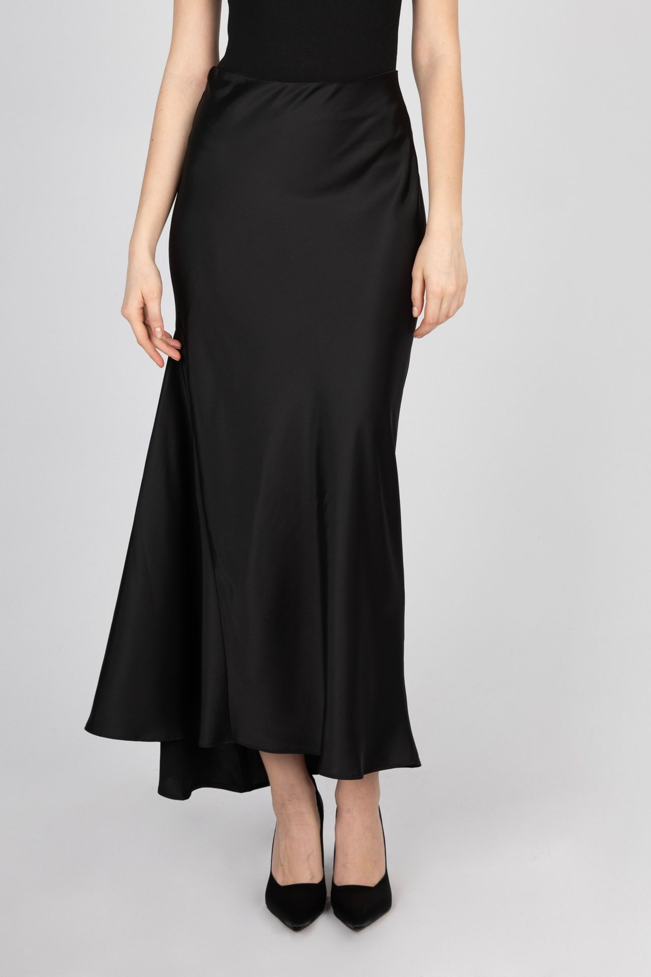 Satin Mid Rise Maxi Skirt