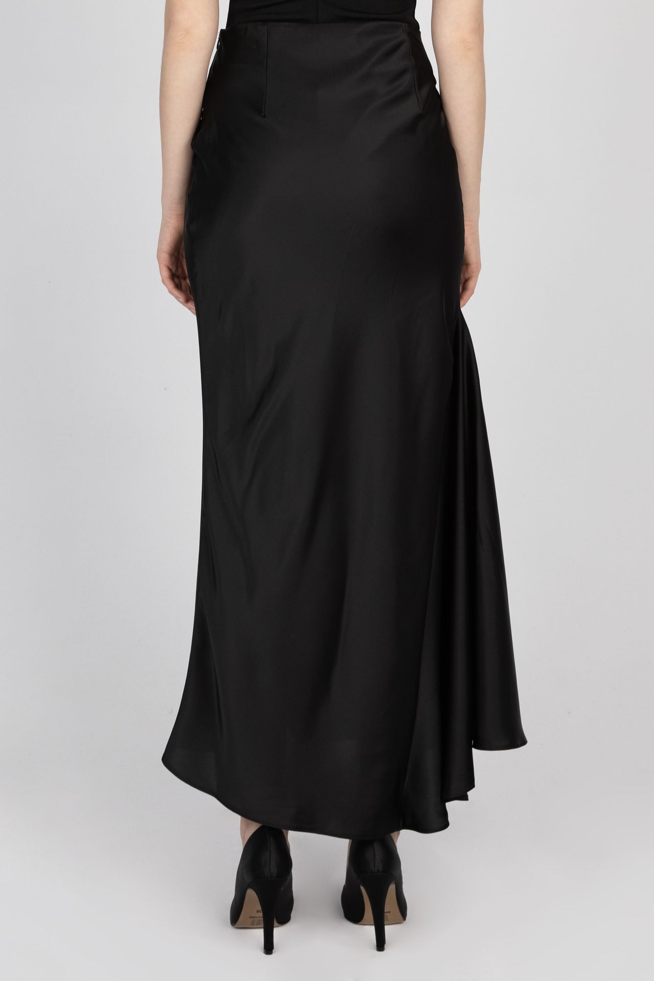 Satin Mid Rise Maxi Skirt