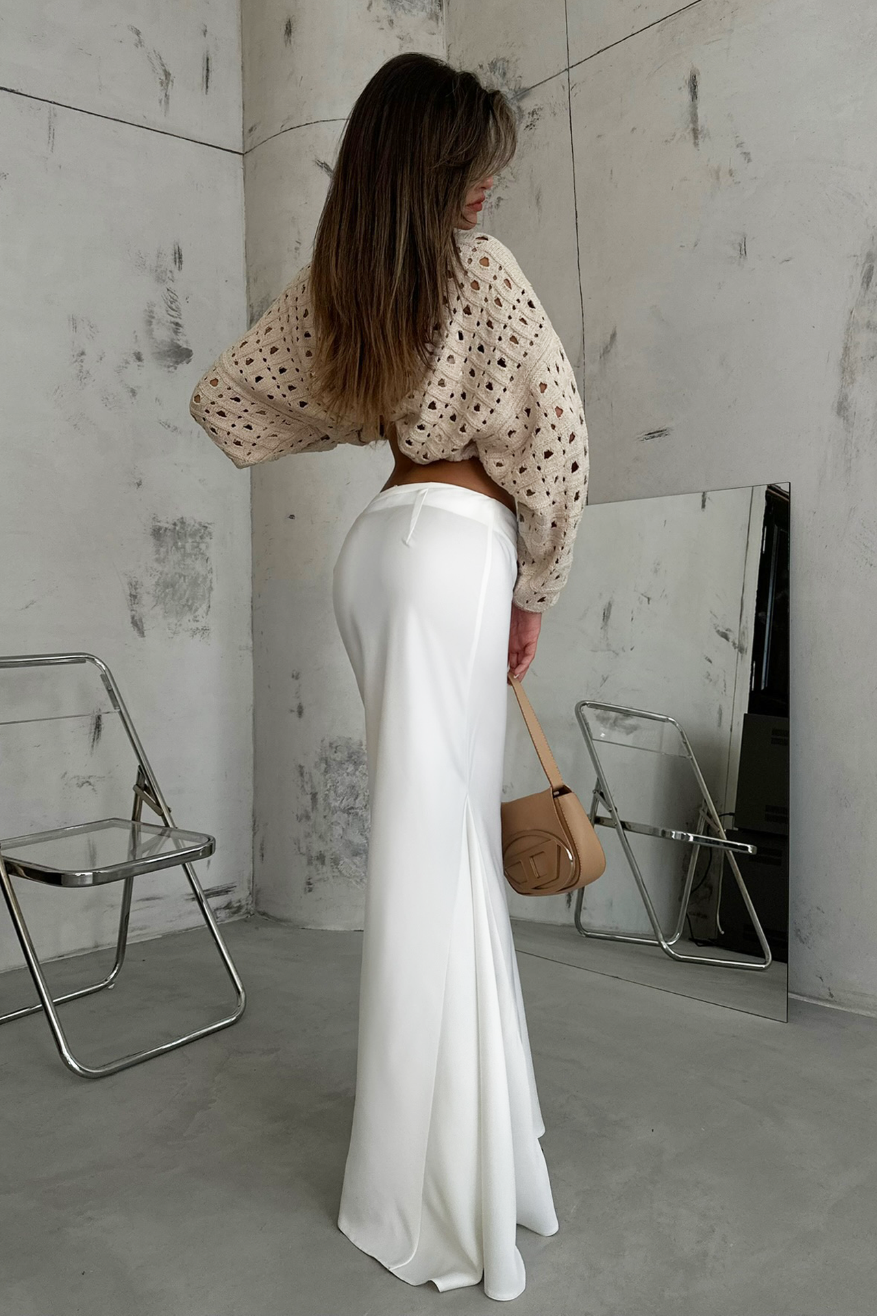 Satin Mid Rise Maxi Skirt