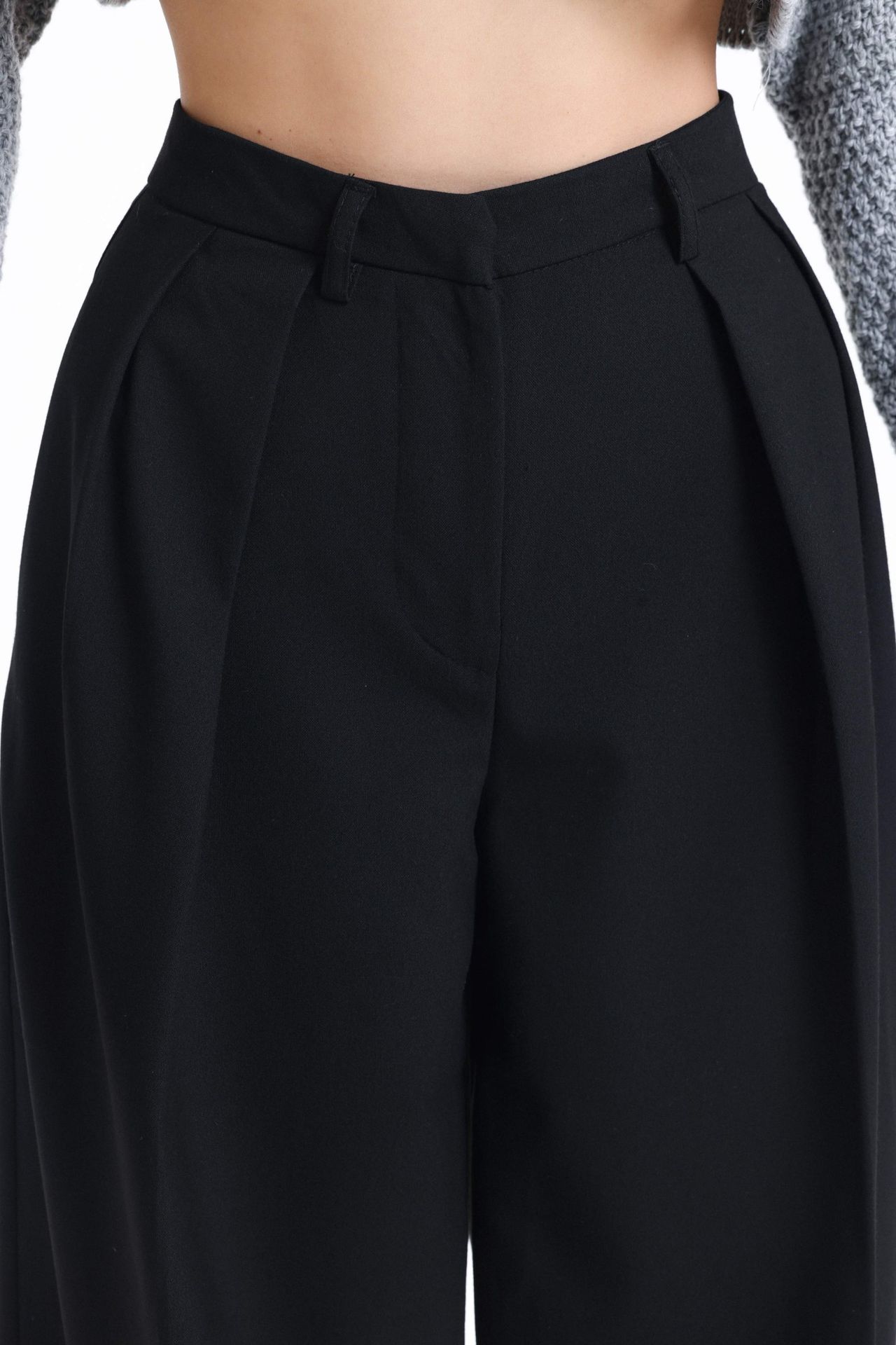 High Waist Pleated Wide Leg Trousers