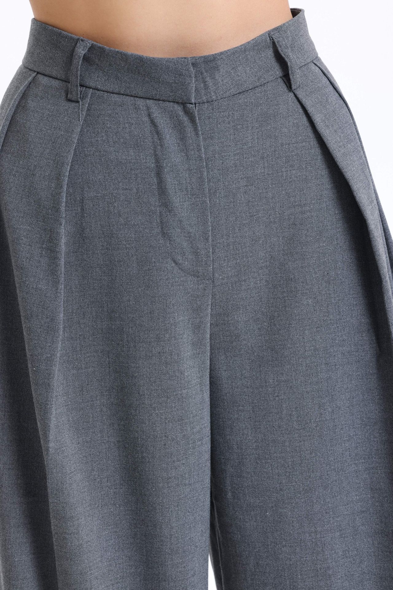 High Waist Wide Leg Trousers with Pleated Details