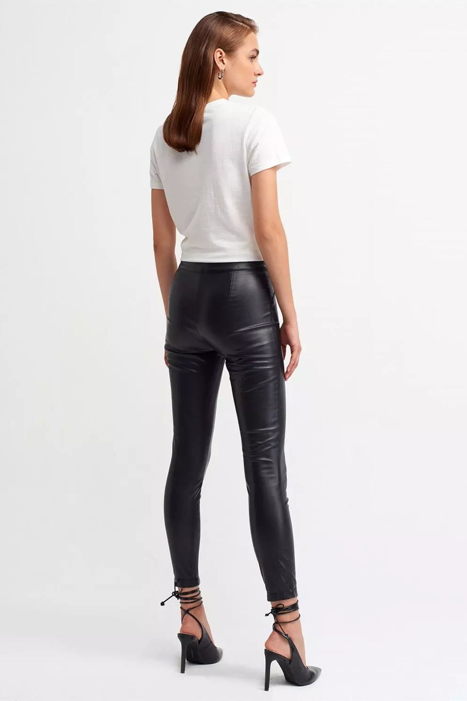 Faux Leather High Waist Zippered Skinny Leggings