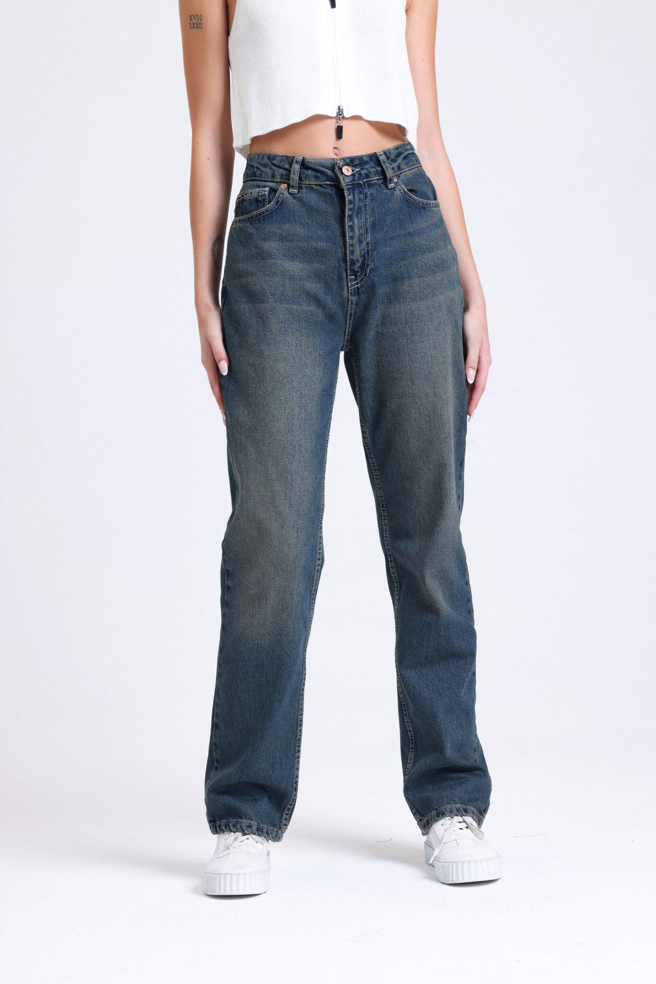 High Waist Straight Leg Jeans