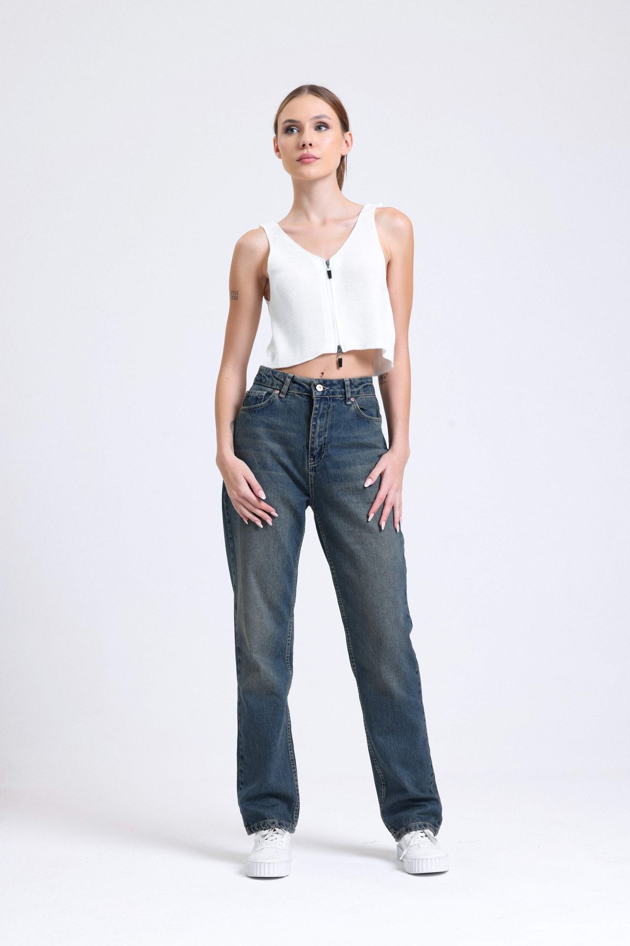 High Waist Straight Leg Jeans