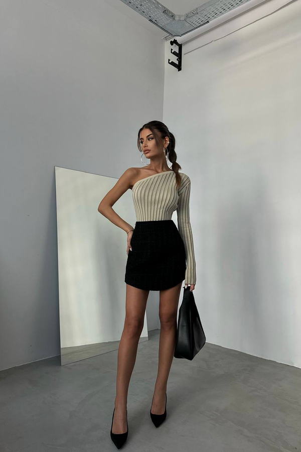 Tweed High Waist Mini Skirt 3