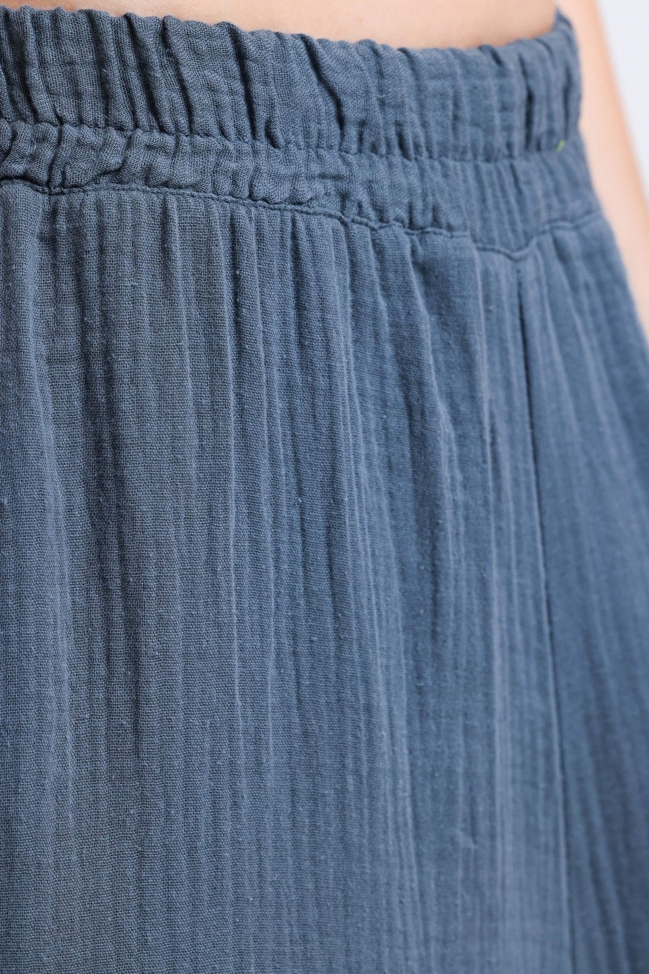 Linen High Waist Elastic Waist Wide Leg Trousers