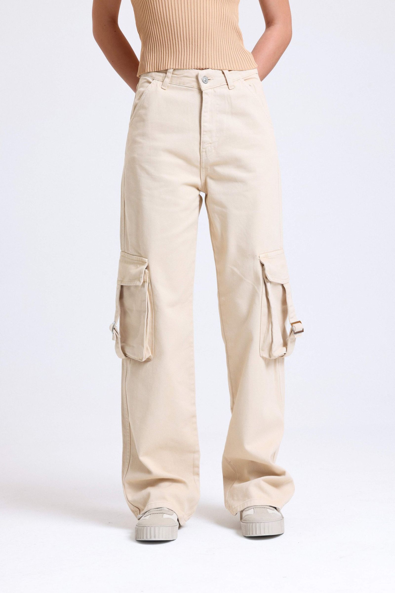 High Waist Pocket Cargo Trousers