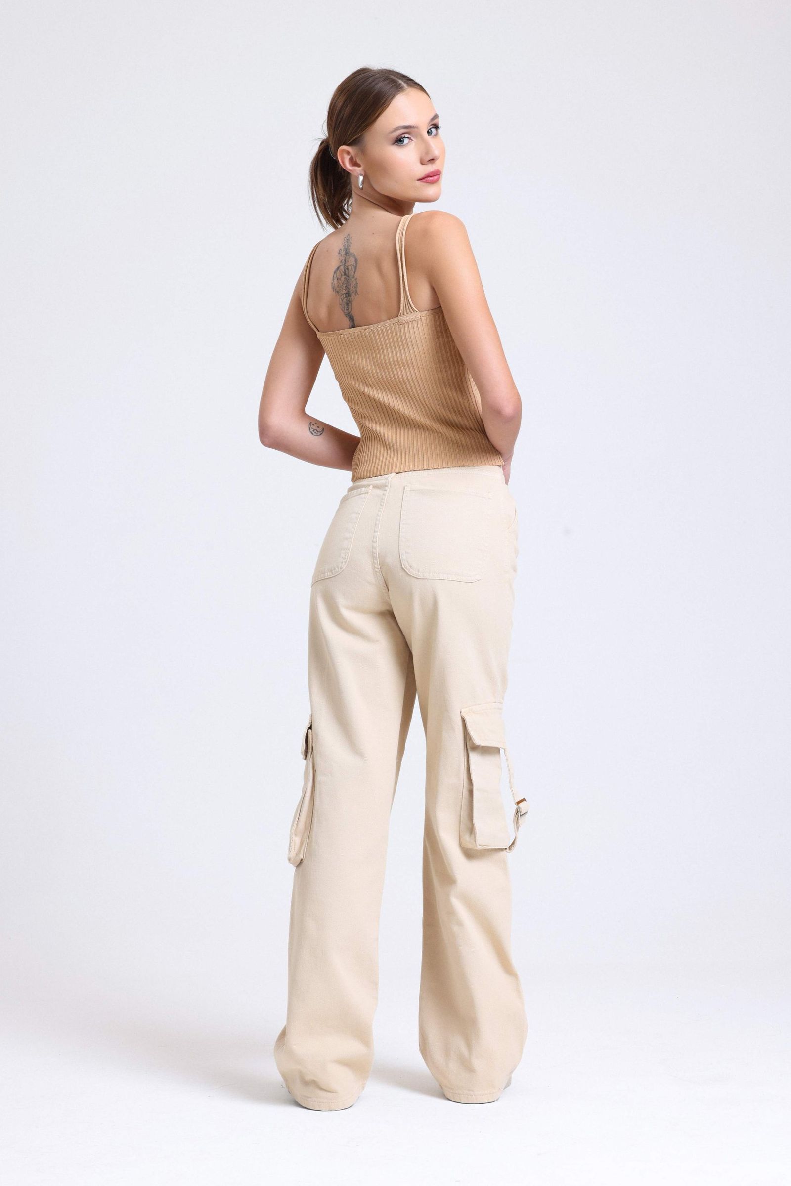 High Waist Pocket Cargo Trousers