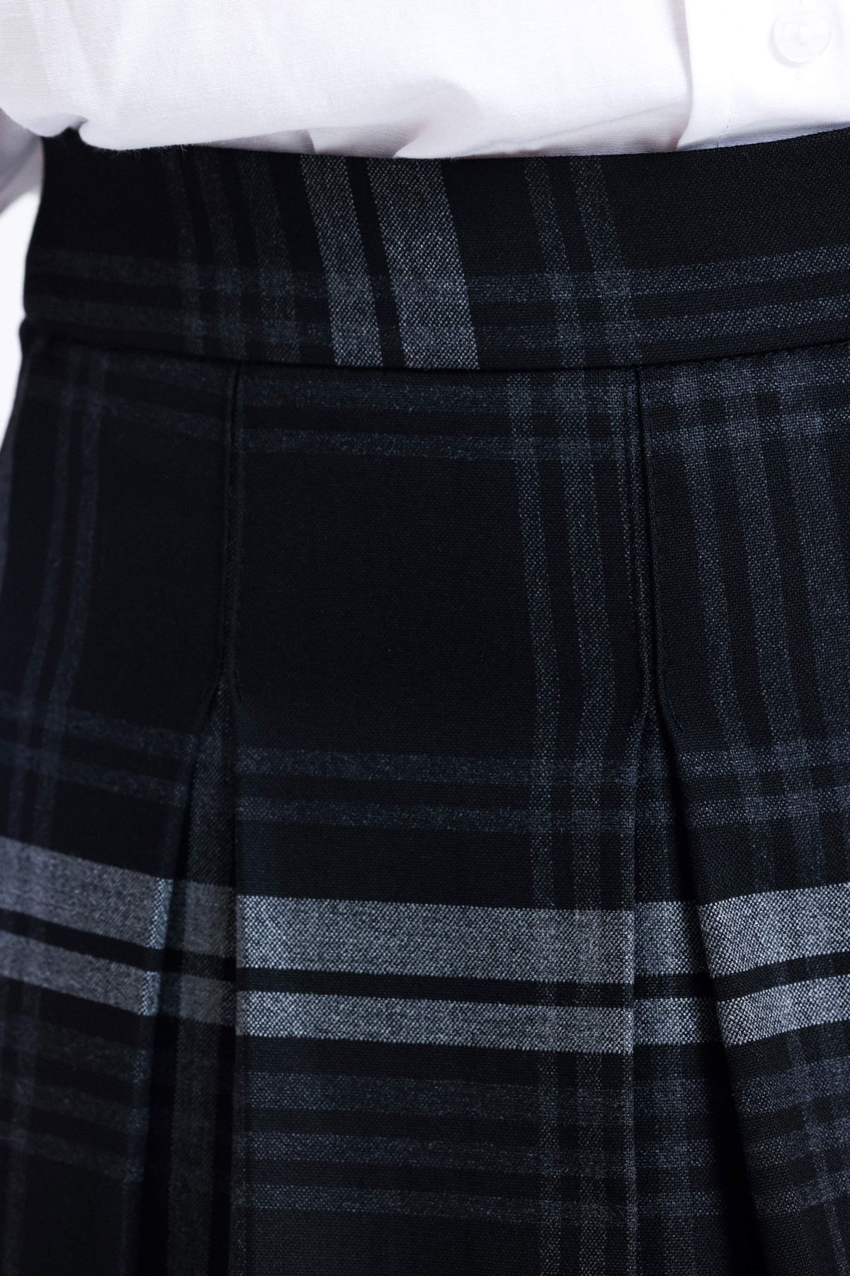 Checked High Waist Pleated Mini Skirt