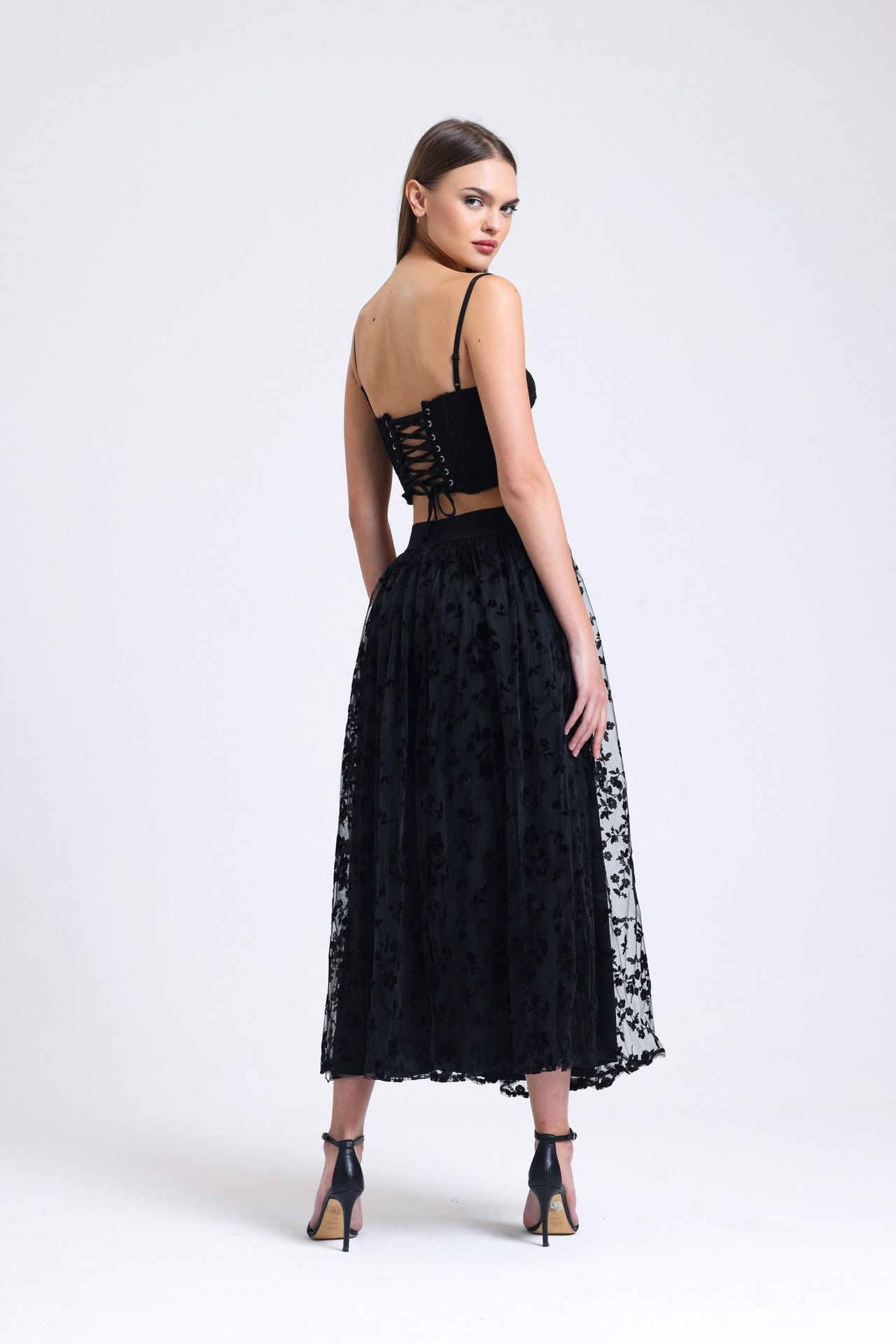 Tulle Lace High Waist Maxi Skirt